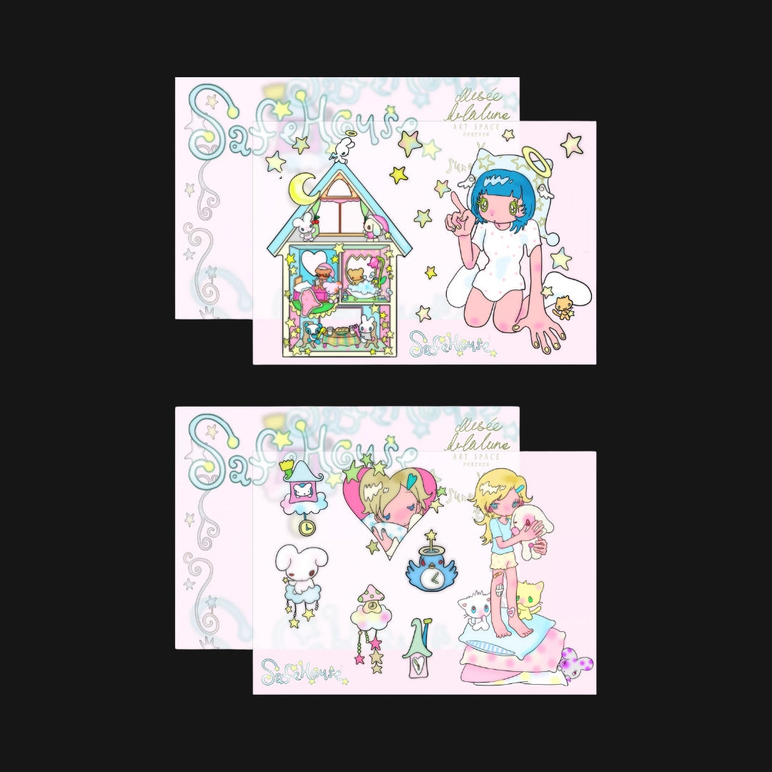 Sunonebird x desée de la lune Art Space - 'Safe House' Sticker Sheet Pack