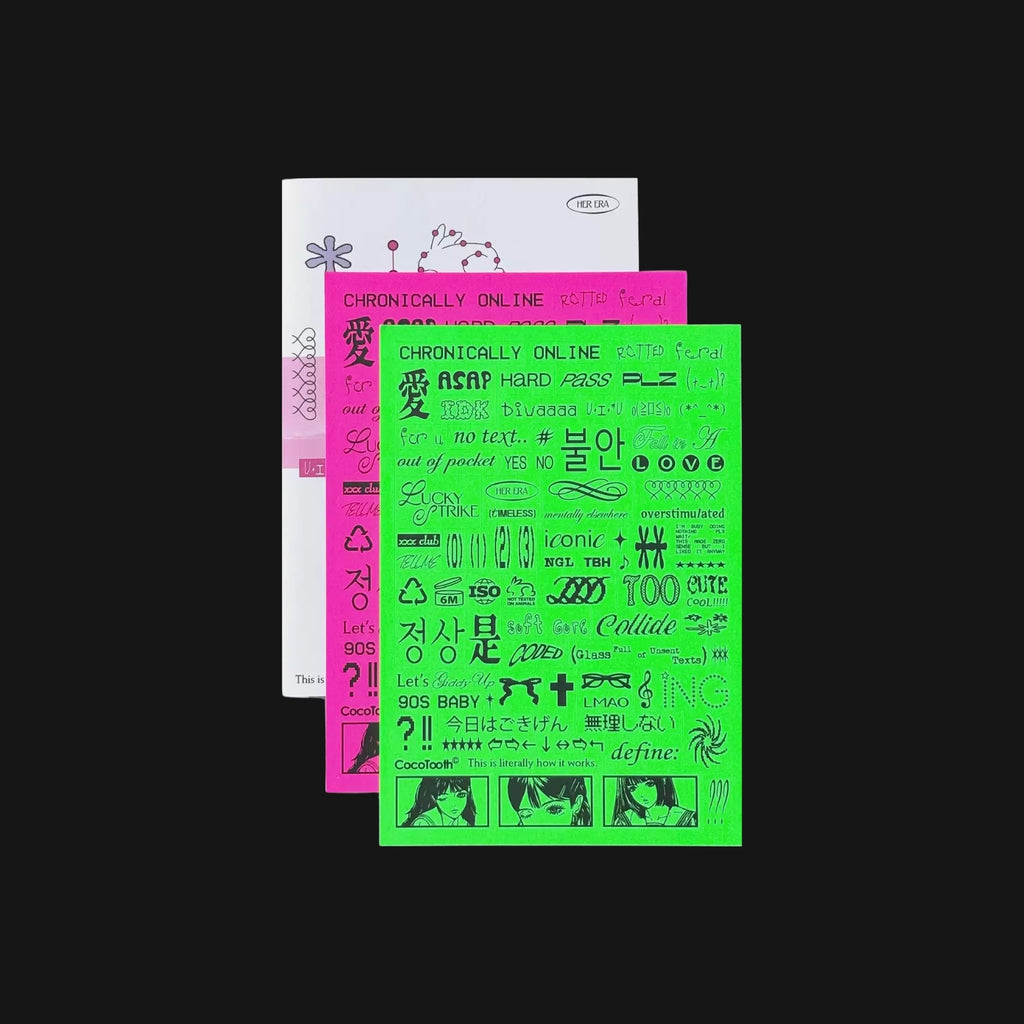 COCO TOOTH - ABITE NEON LETTERS STICKER SHEET SET