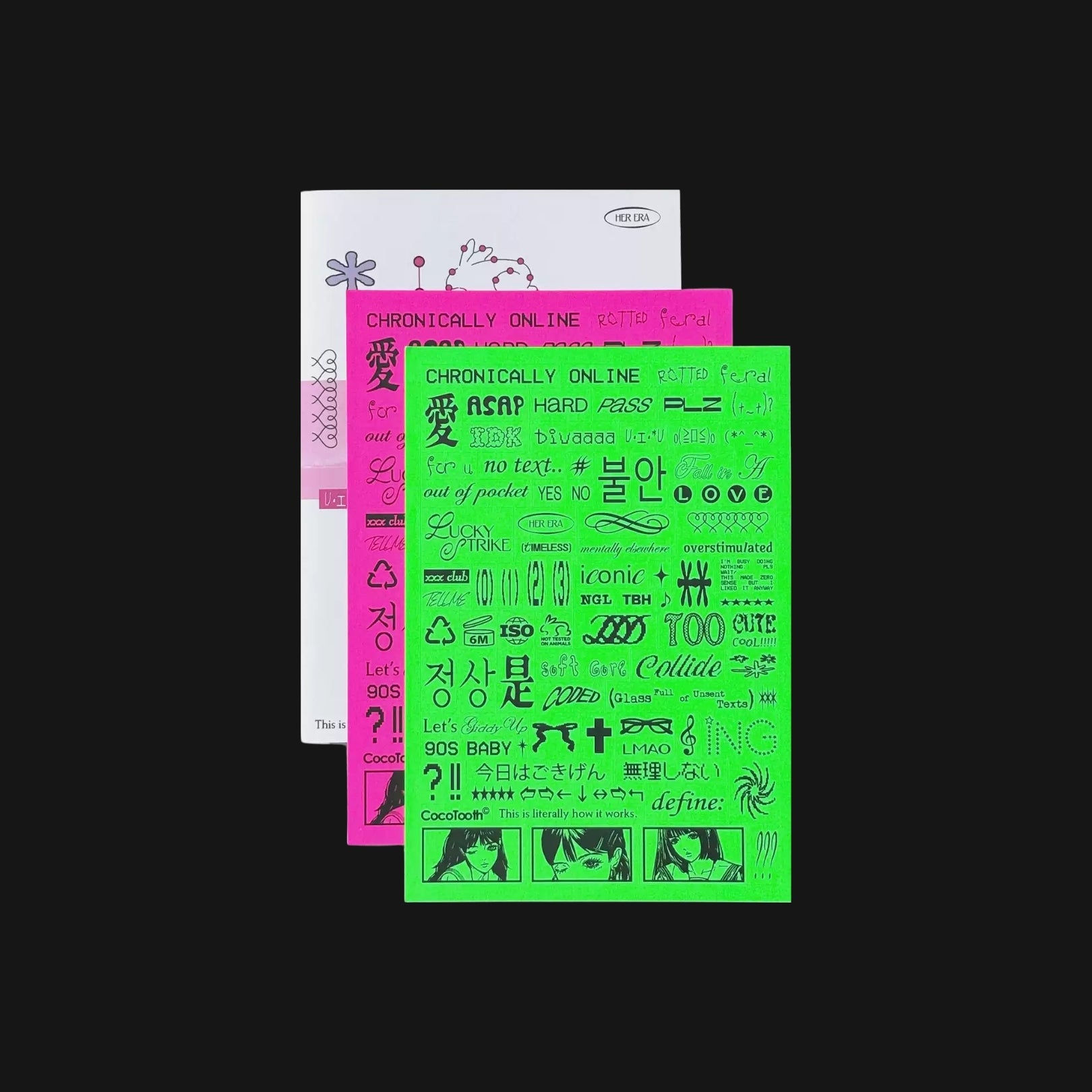 COCO TOOTH - ABITE NEON LETTERS STICKER SHEET SET