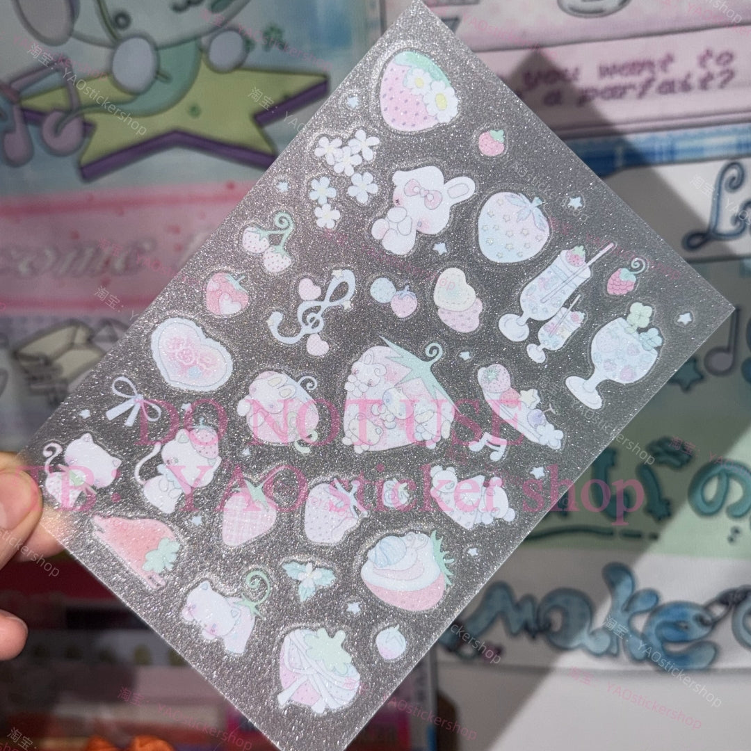 YAO - CREAM STRAWBERRY STICKER SHEET