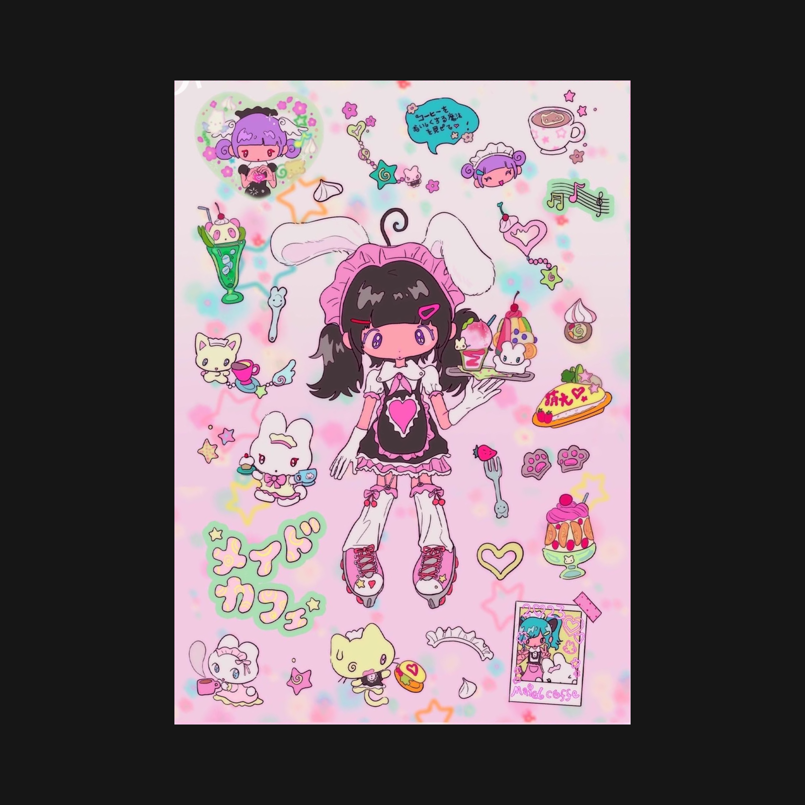 Sunonebird x Accio - Roller Skating Bunny Girl Sticker Sheet