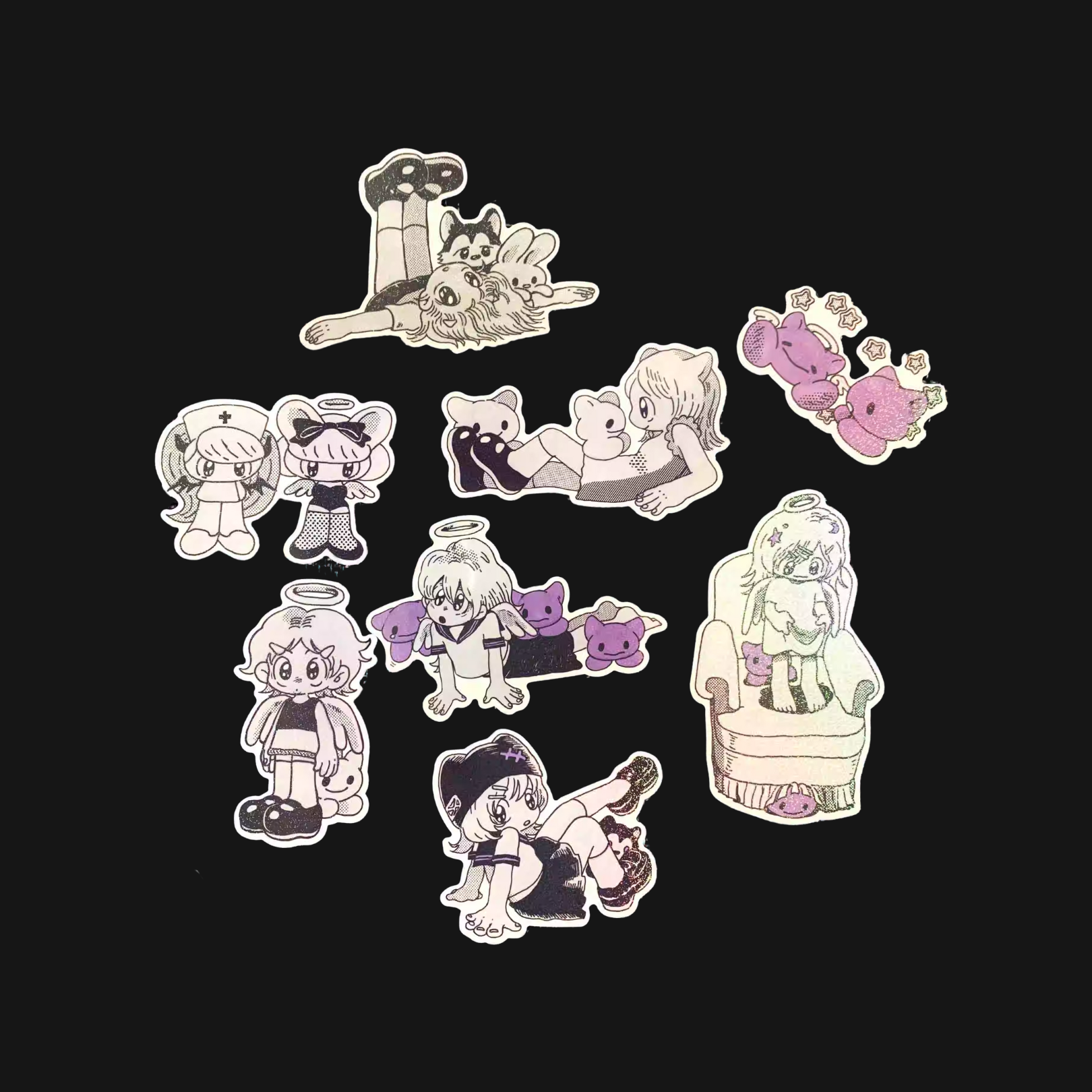 Oliwa - Black White Girl Sticker Pack