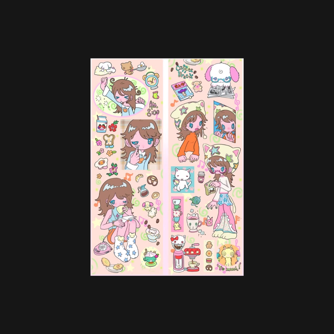 Sunonebird x Accio - Coffee Break Sticker Roll Cutout