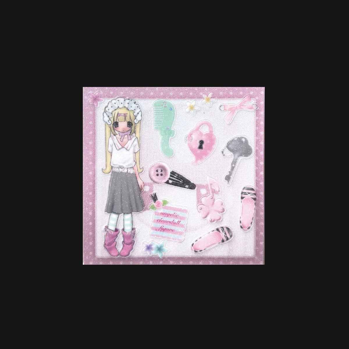 CLEAR DOLL - BLACK HAIR GIRL STICKER SHEET