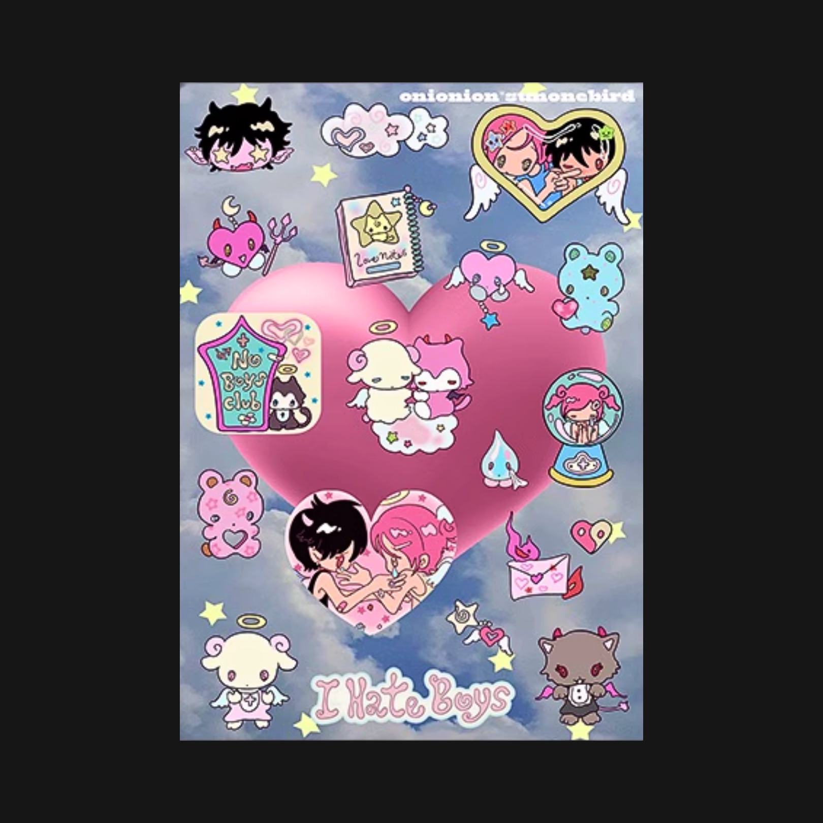Sunonebird x Onionion - I Hate Boys Puffy Sticker Sheet