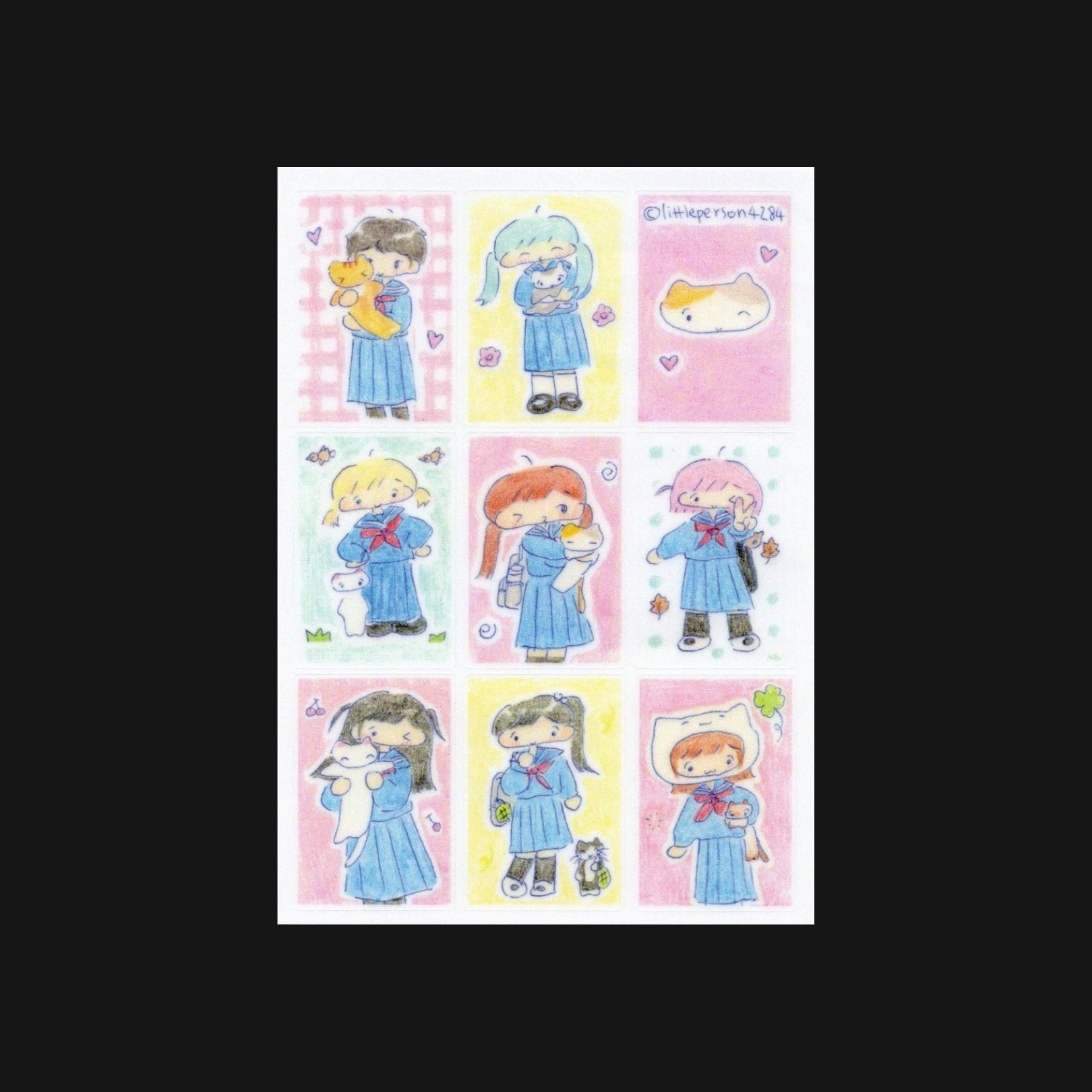 LITTLE PERSON - GIRL AND CAT STICKER SHEET