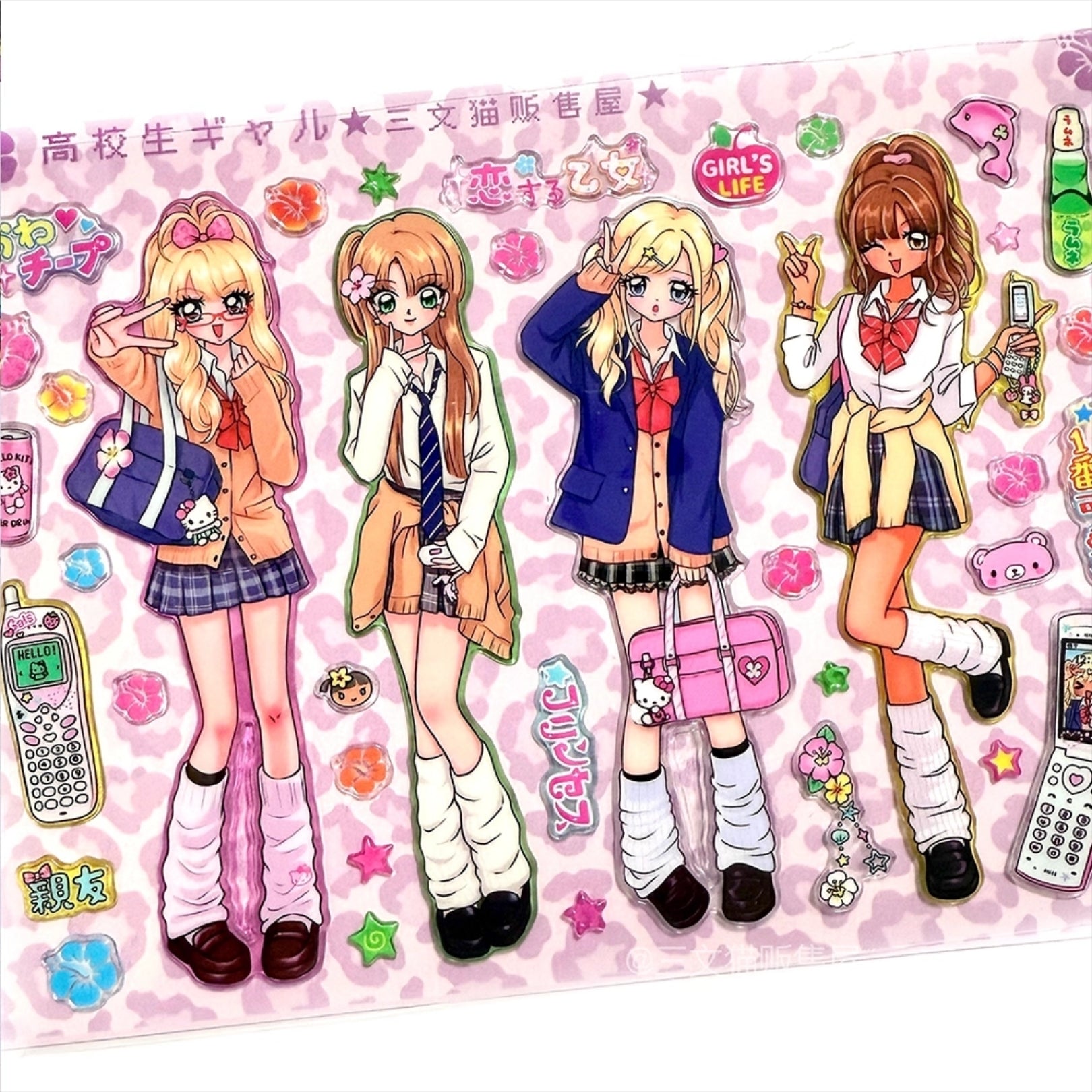 SEVENCAT - HIGH SCHOOL GIRL PUFFY STICKER SHEET