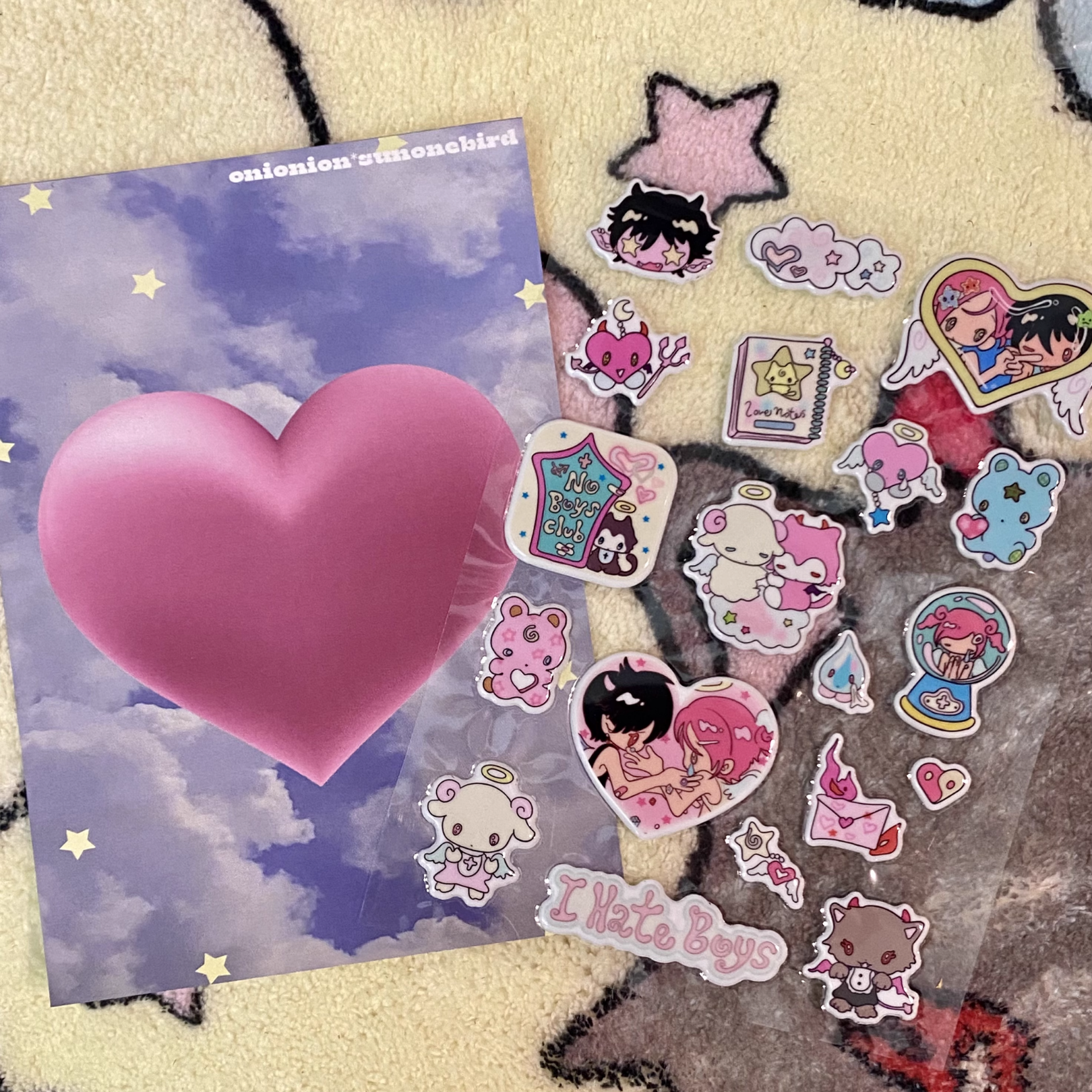 Sunonebird x Onionion - I Hate Boys Puffy Sticker Sheet