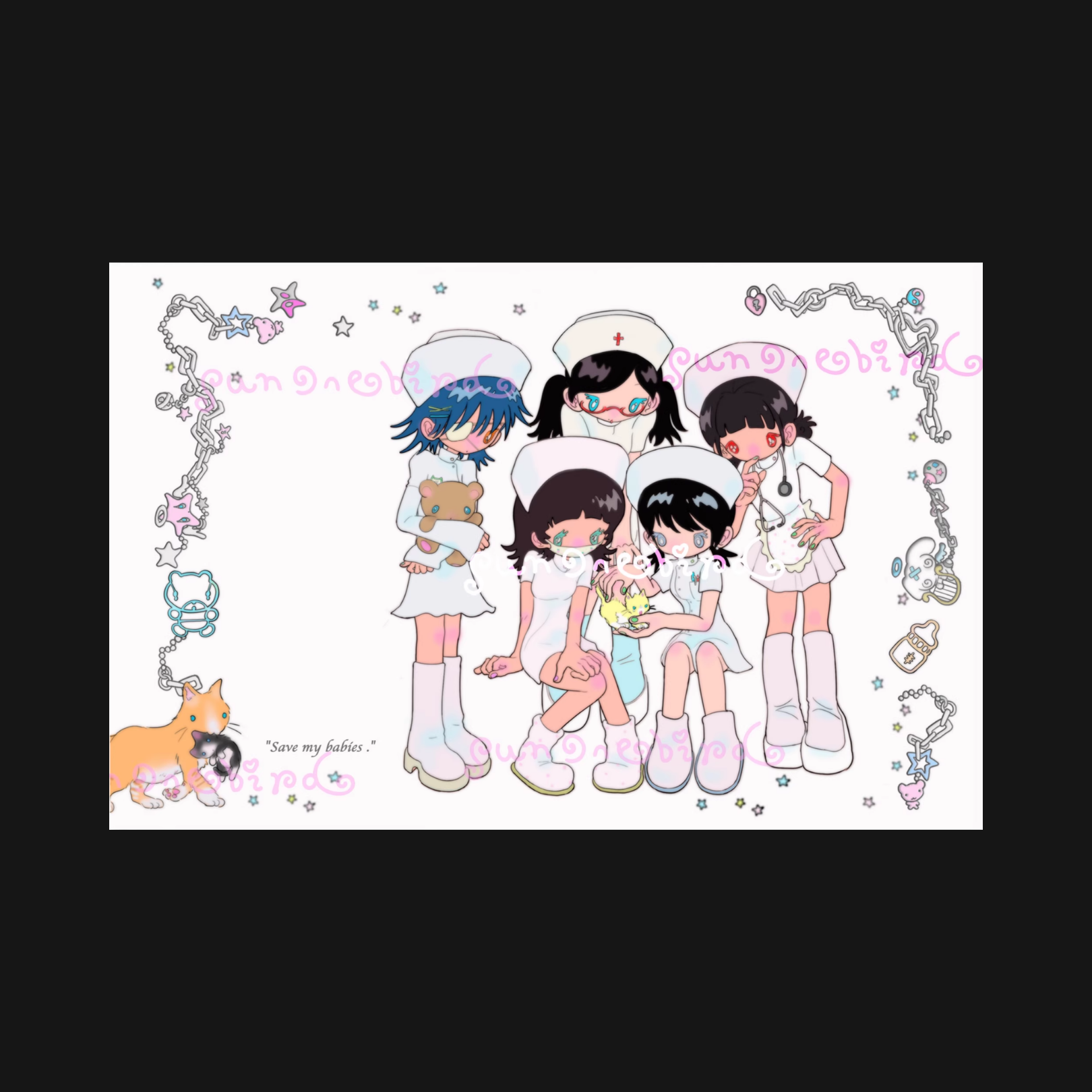 SUNONEBIRD - NURSE CAT TAPESTRY