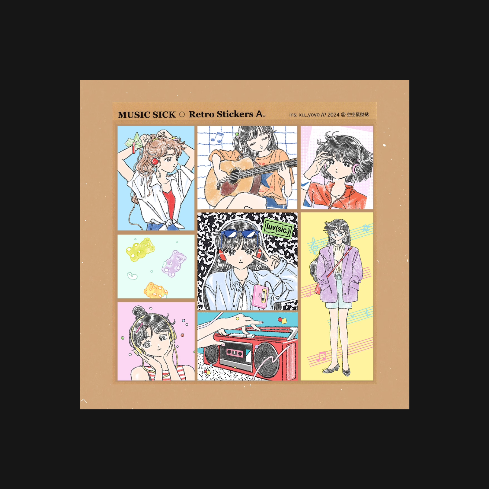 Xu Yoyo - Music Sick Sticker Sheet Pack