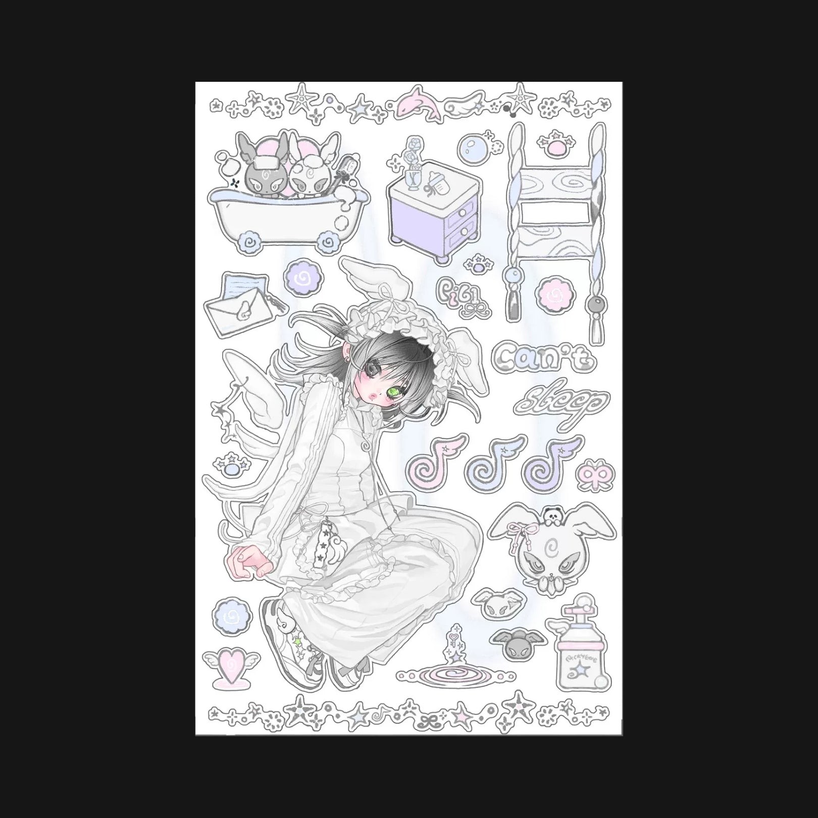 PICKYBONE - INSOMNIA WINGS STICKER SHEET - SPIKE