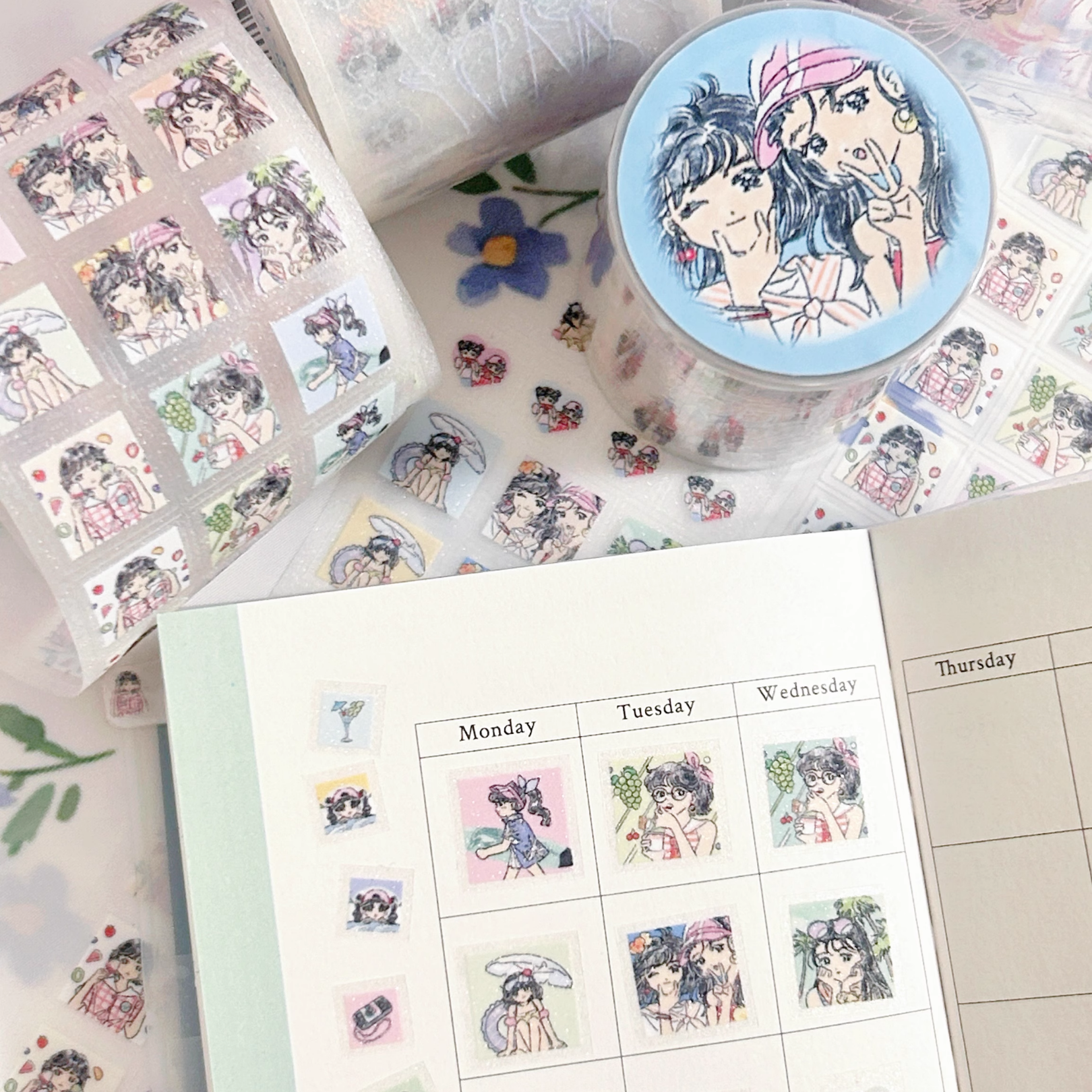 Xu Yoyo - Summer Aesthetic Tag Sticker Roll