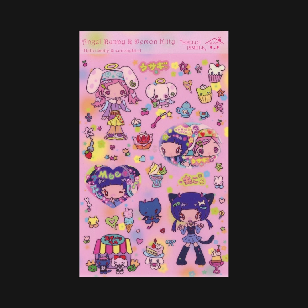 SUNONEBIRD X HELLO SMILE - SUNONEBIRD ANGEL & DEMON STICKER SHEET
