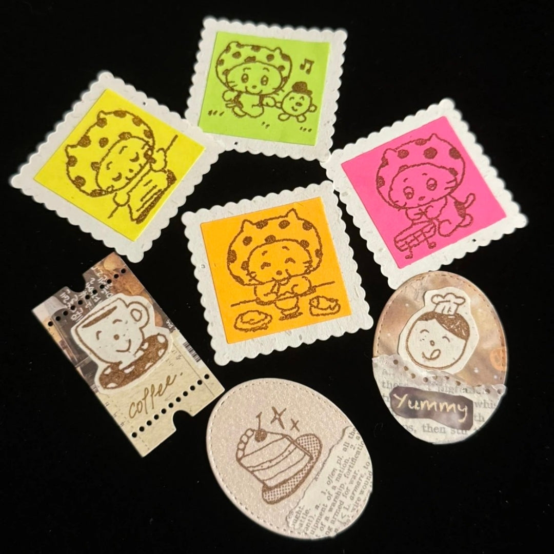 NIO BIUM - POLKA DOTS CAT WOOD STAMPS