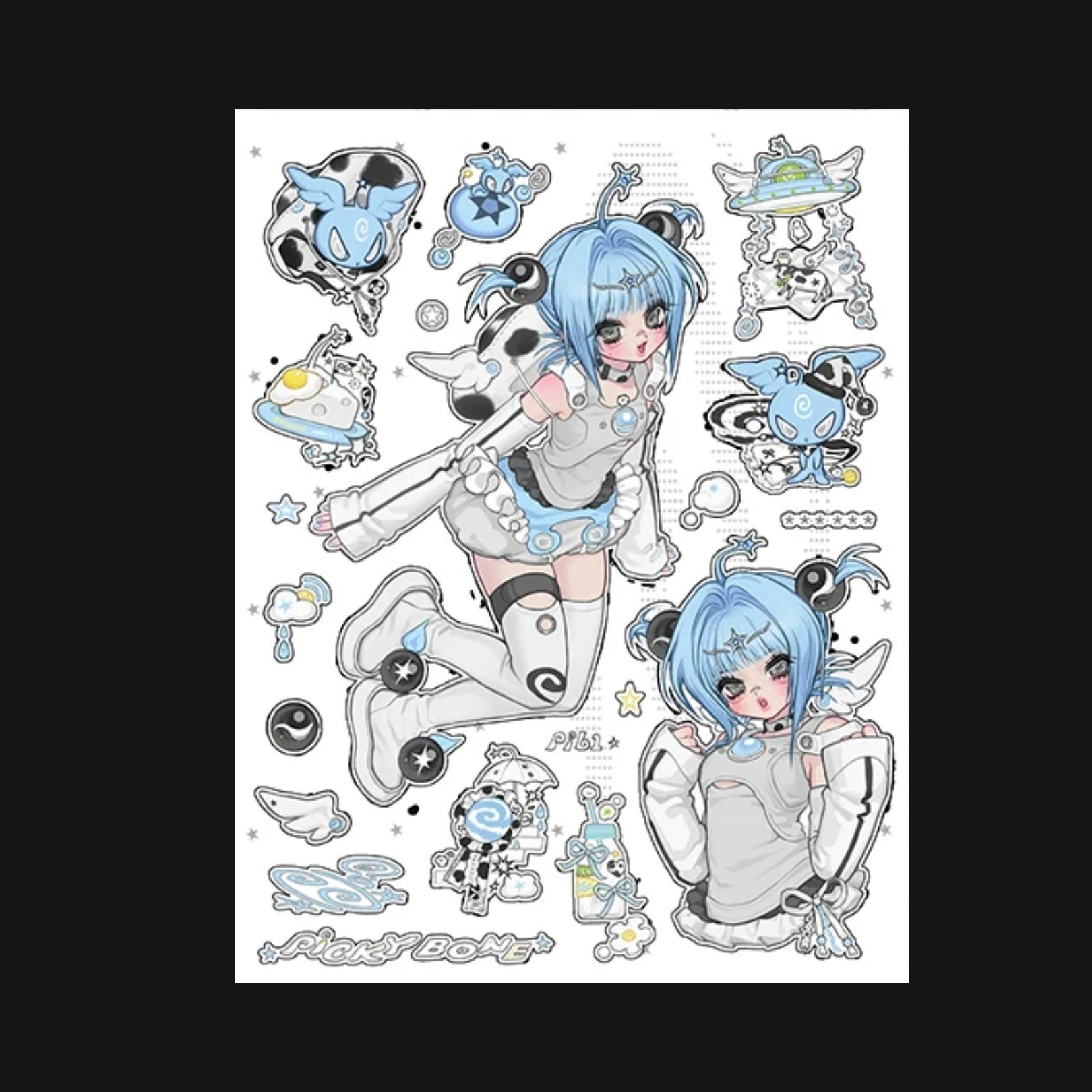 PICKYBONE - ULTRA STAR CIRCLE STICKER SHEET - BONE
