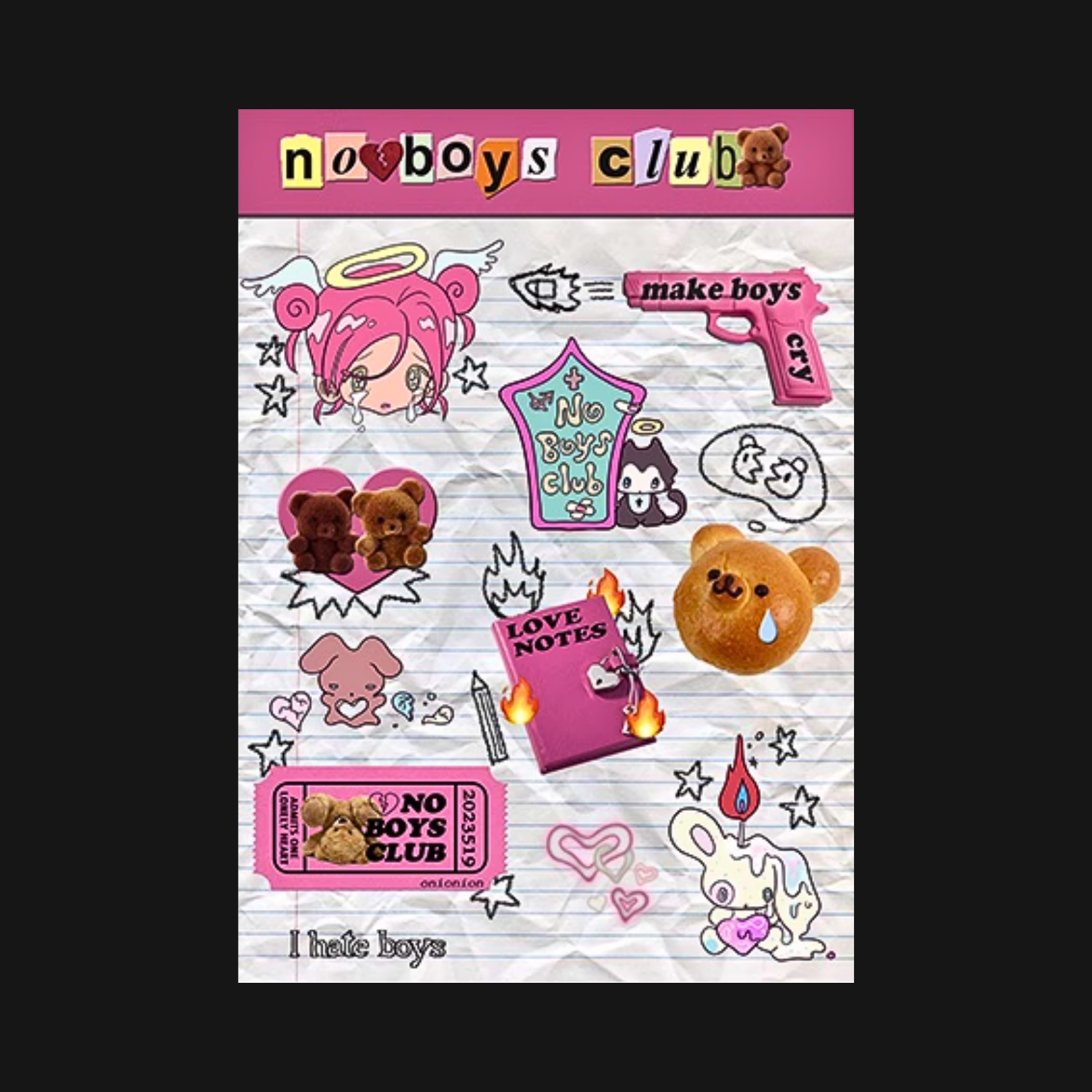 Sunonebird x Onionion - No Boys Club Puffy Sticker Sheet