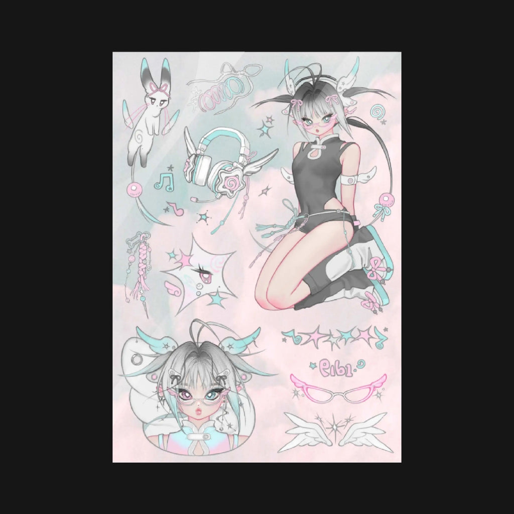 PICKYBONE - WINGED BUNNY STICKER SHEET - SPIKE