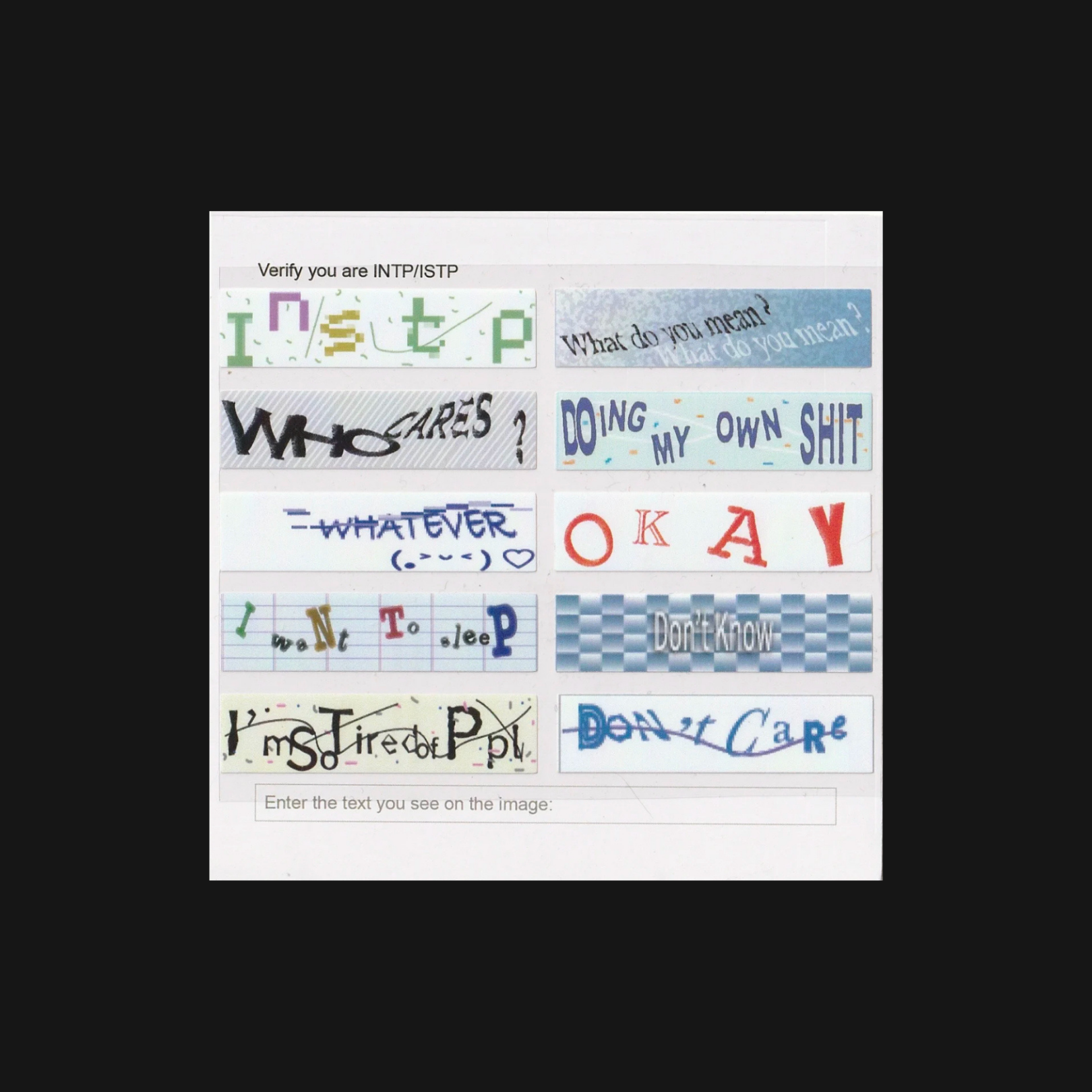 Meiting - INTP/ISTP Captcha Sticker Sheet