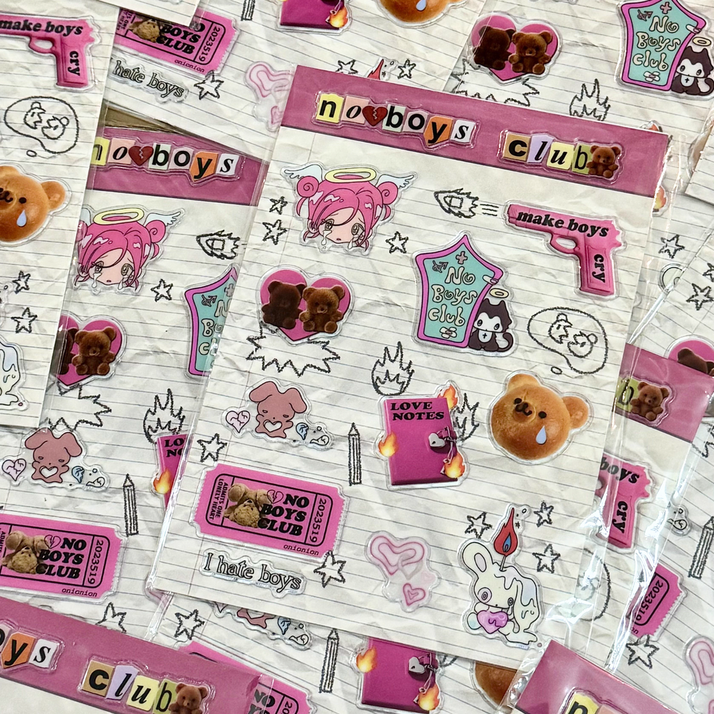 Sunonebird x Onionion - No Boys Club Puffy Sticker Sheet