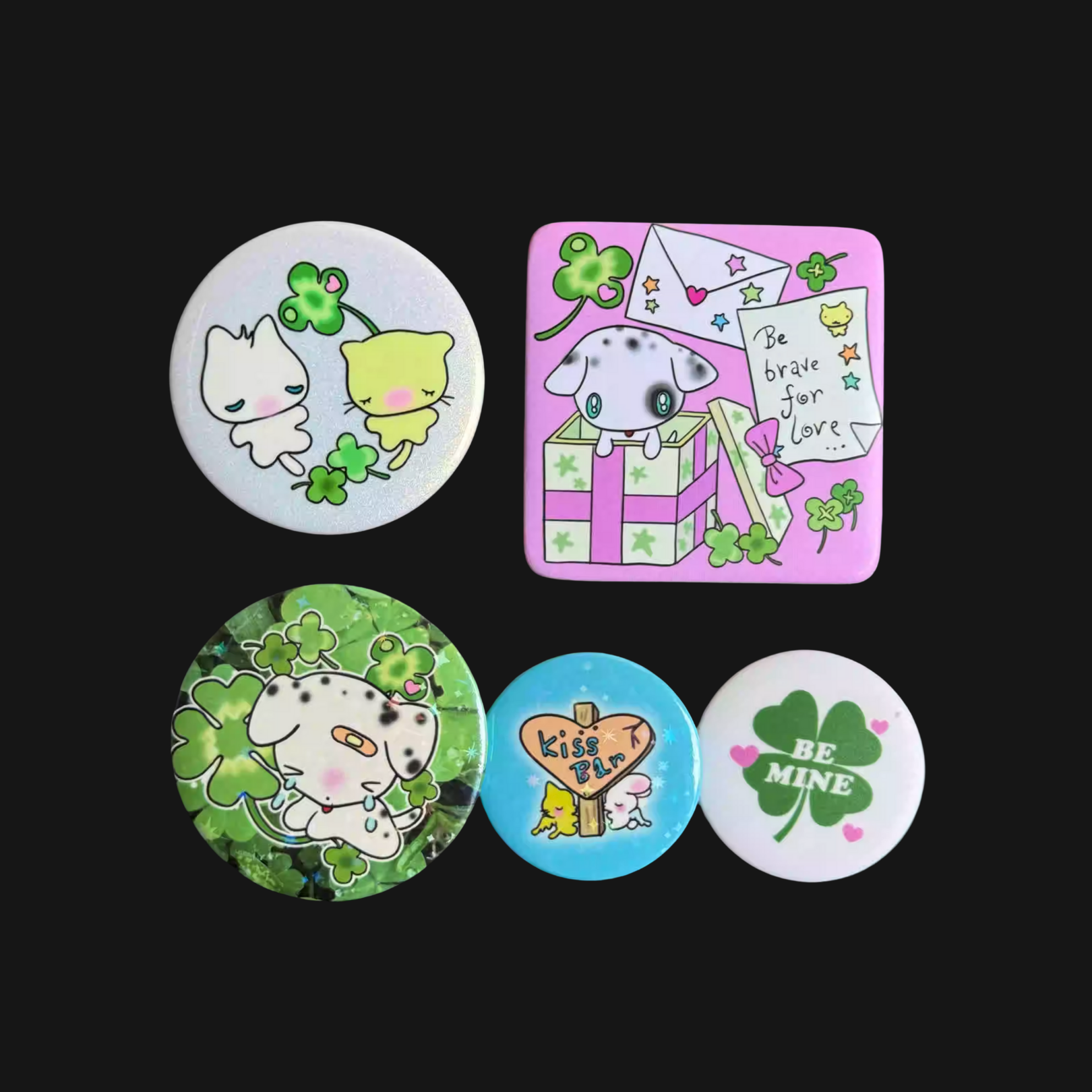 Sunonebird x Onionion - Lucky Four Leaves Clover Badge Set