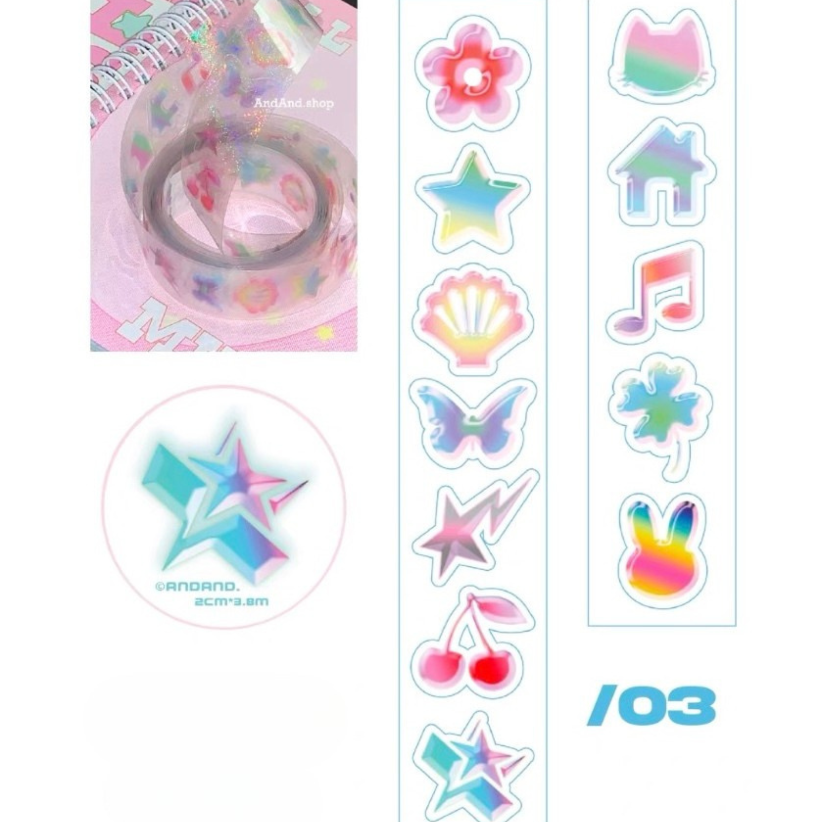 AndAnd. - Star Shine Y2K Sticker Roll