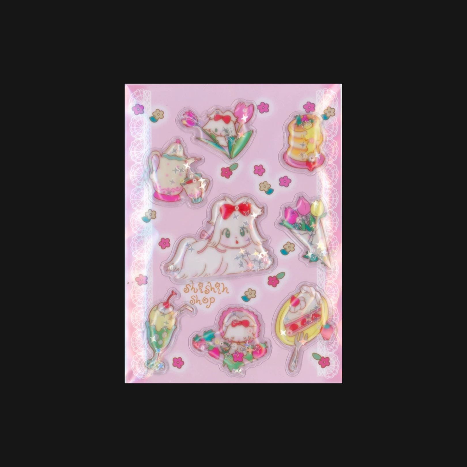 Sunonebird x Shishihshop - Sweet Shake Beads Puffy Sticker Sheet