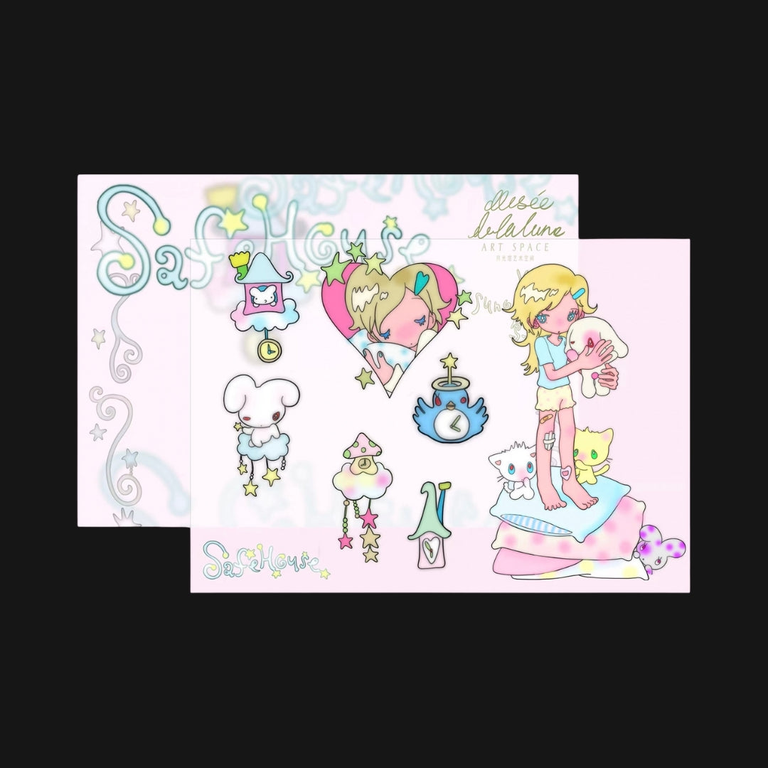 Sunonebird x desée de la lune Art Space - 'Safe House' Sticker Sheet Pack