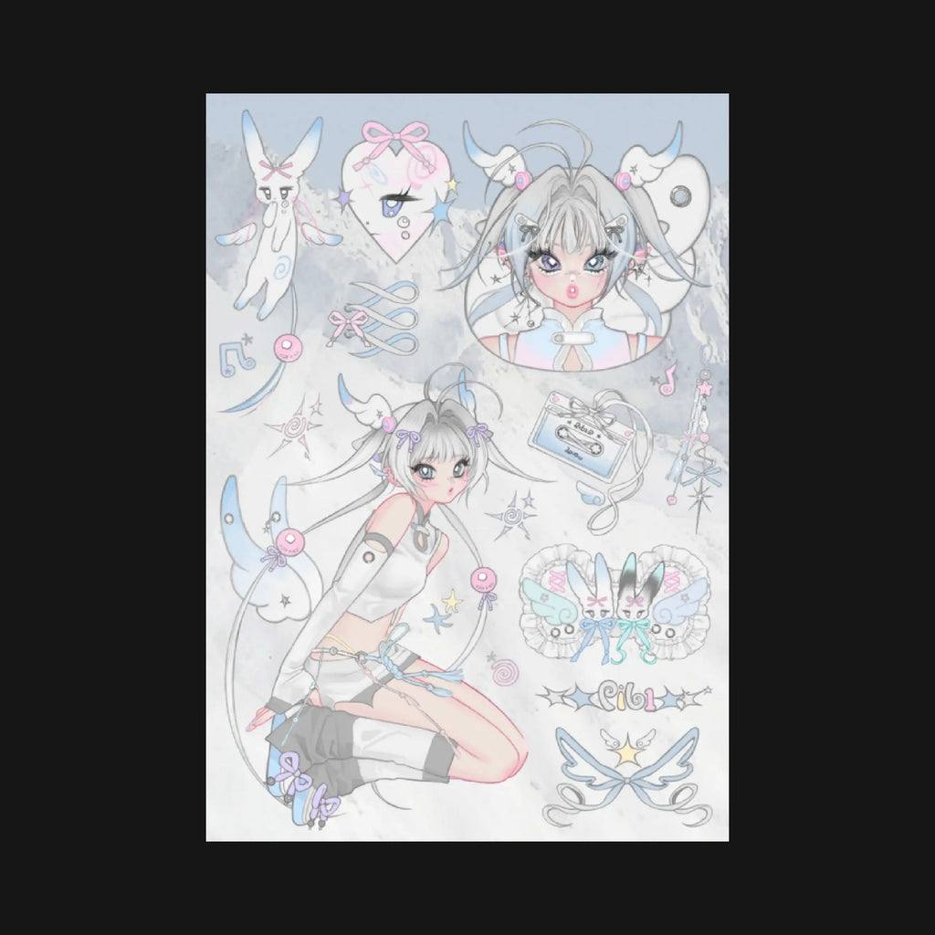 PICKYBONE - WINGED BUNNY STICKER SHEET - BONE