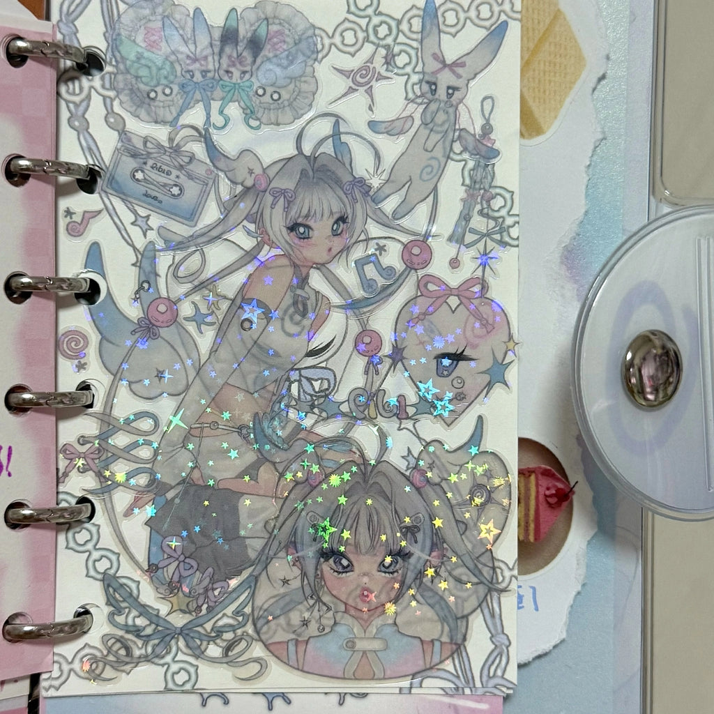 PICKYBONE - WINGED BUNNY STICKER SHEET - BONE