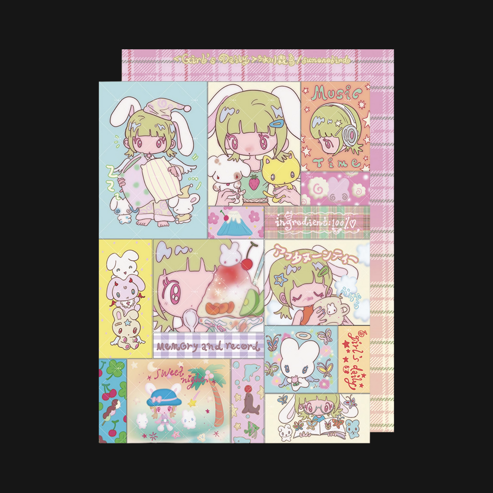 Sunonebird x Glacier - Bunny Girl Daily Sticker Sheet