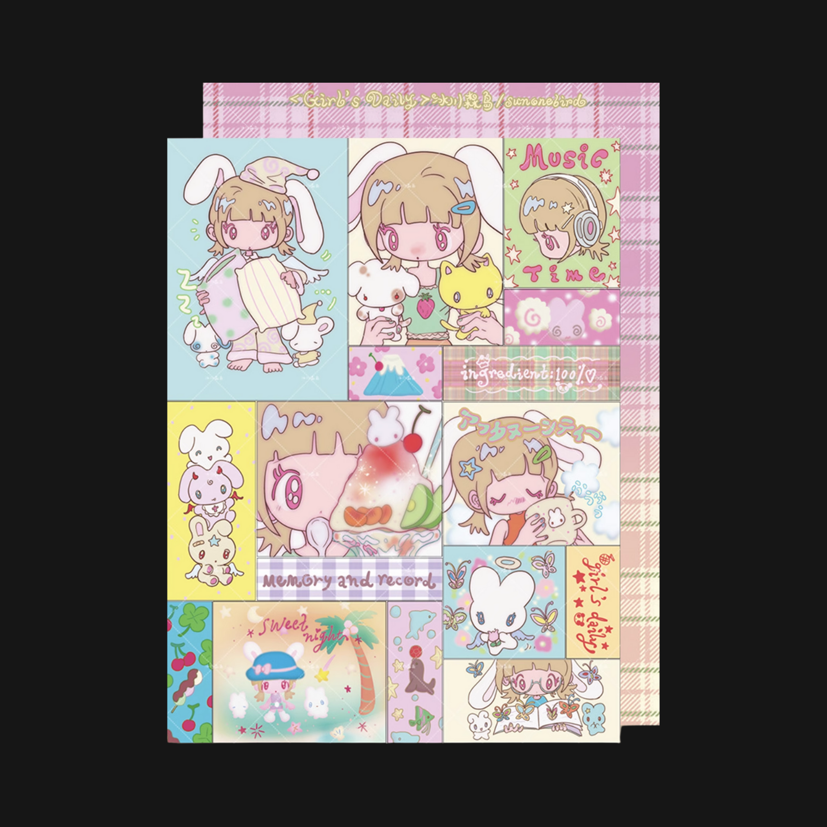 Sunonebird x Glacier - Bunny Girl Daily Sticker Sheet