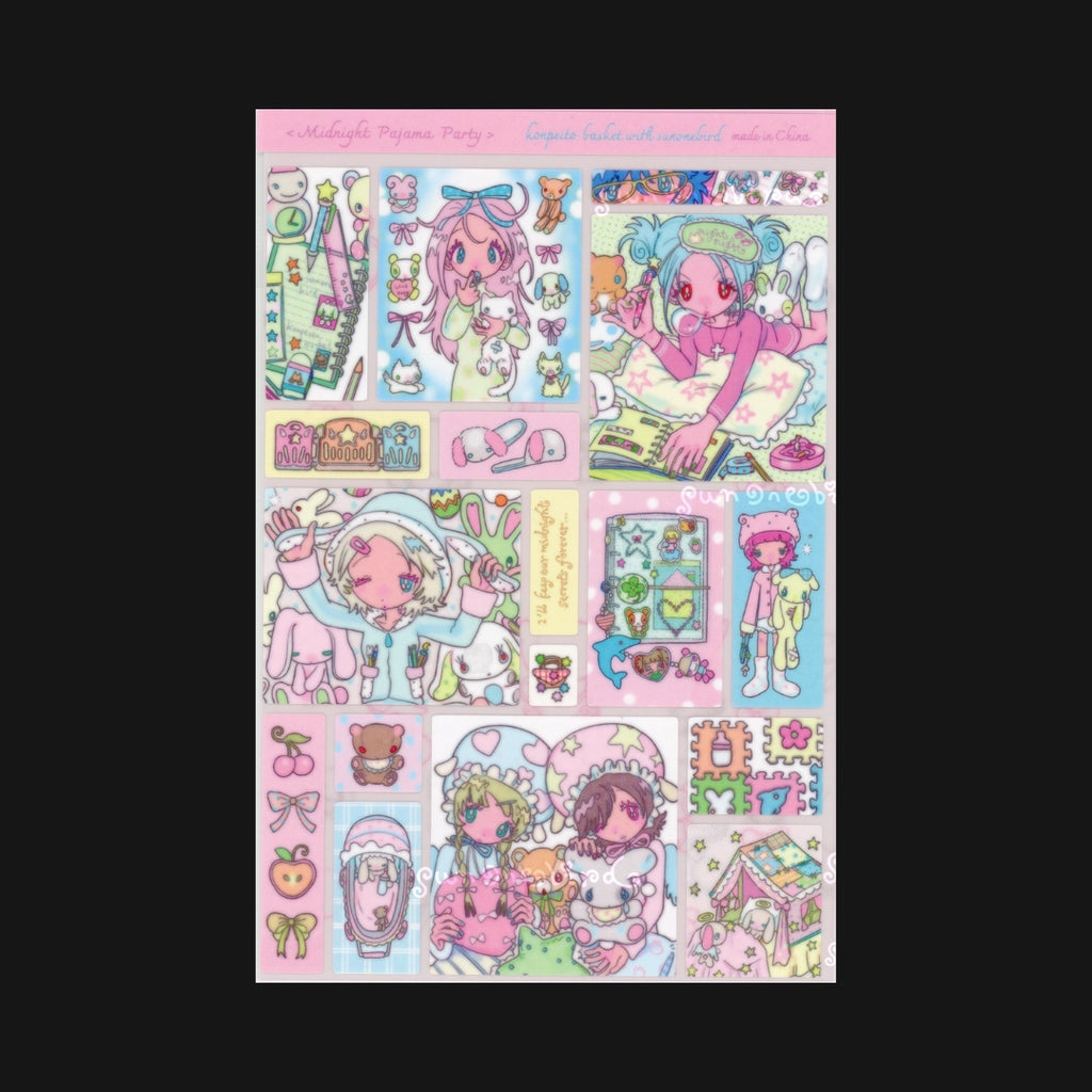 Sunonebird x Konpeito Basket - Midnight Pajama Party Sticker Sheet
