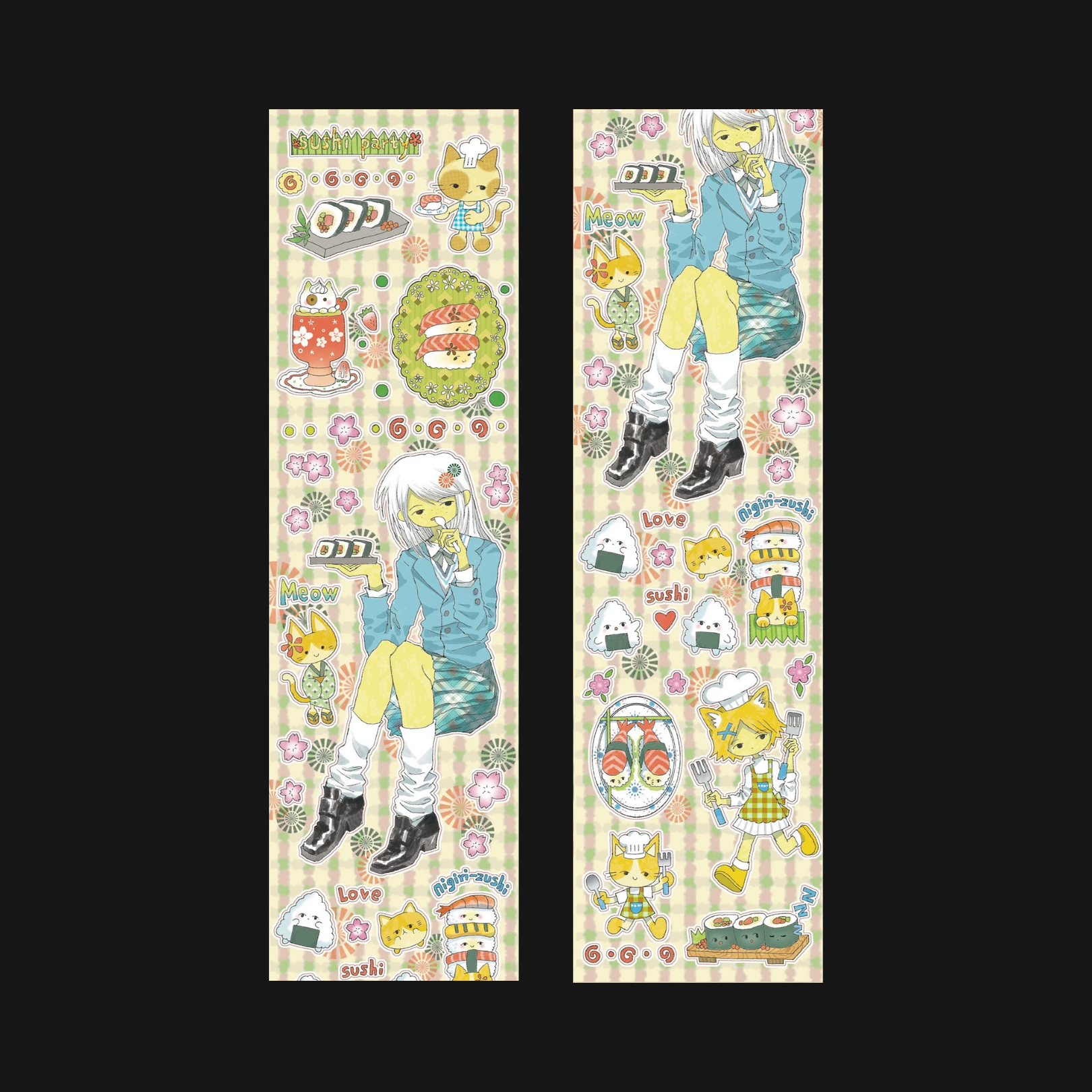 OOOCTOPUS - Sushi Cat STICKER ROLL SAMPLE CUTOUT