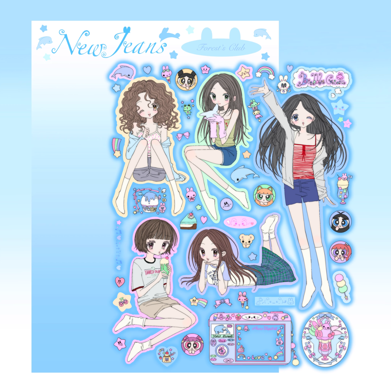 Forest's Club - Blue Bubble Sticker Sheet