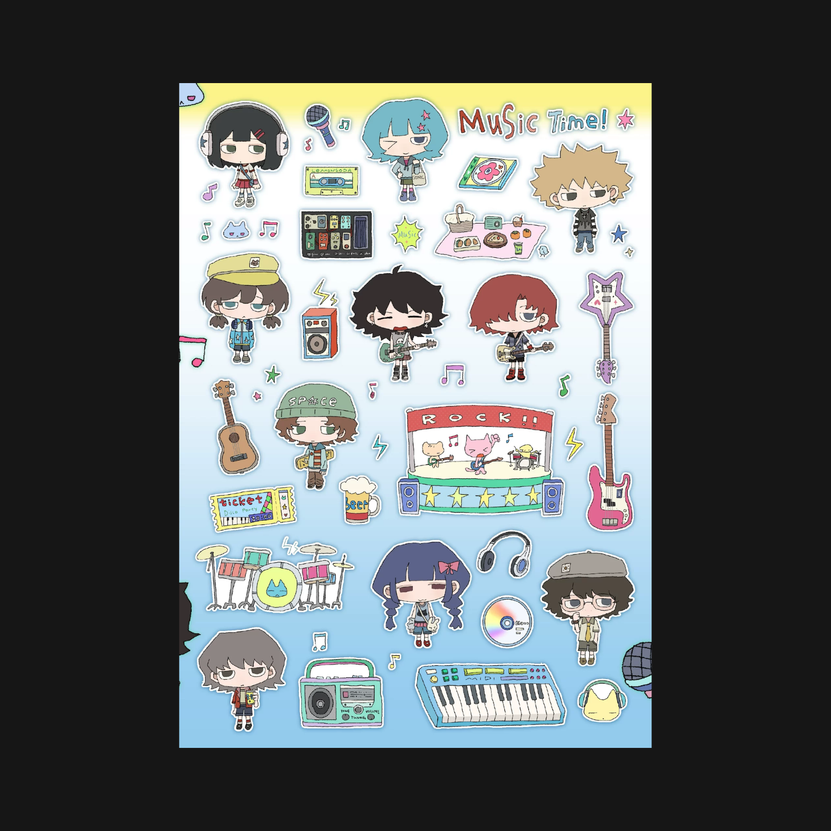 ELEVATOR TO HELL - MUSIC TIME STICKER SHEET