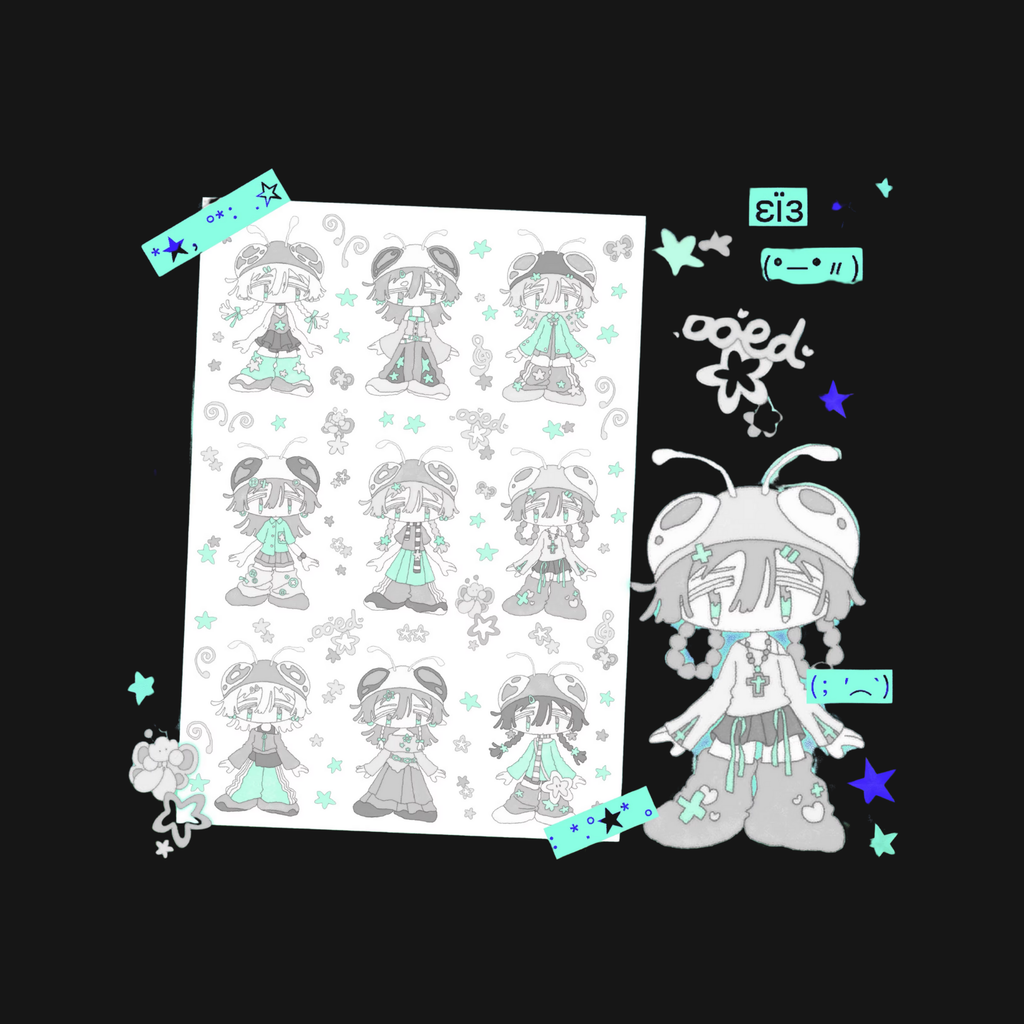 EAT HOT - LITTLE GRASS OOTD STICKER SHEET