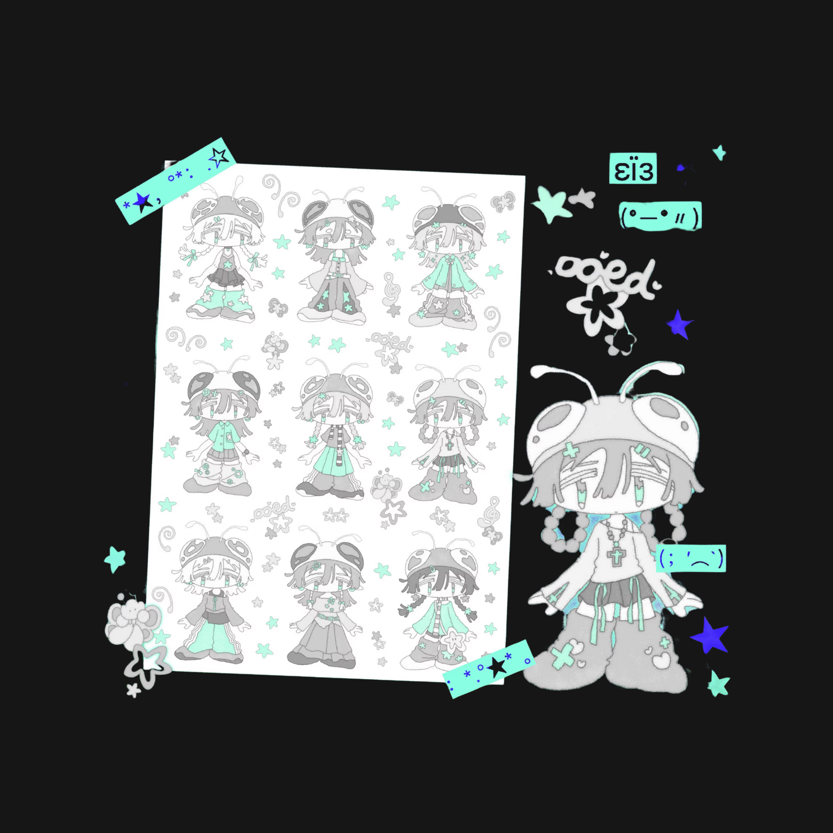 EAT HOT - LITTLE GRASS OOTD STICKER SHEET