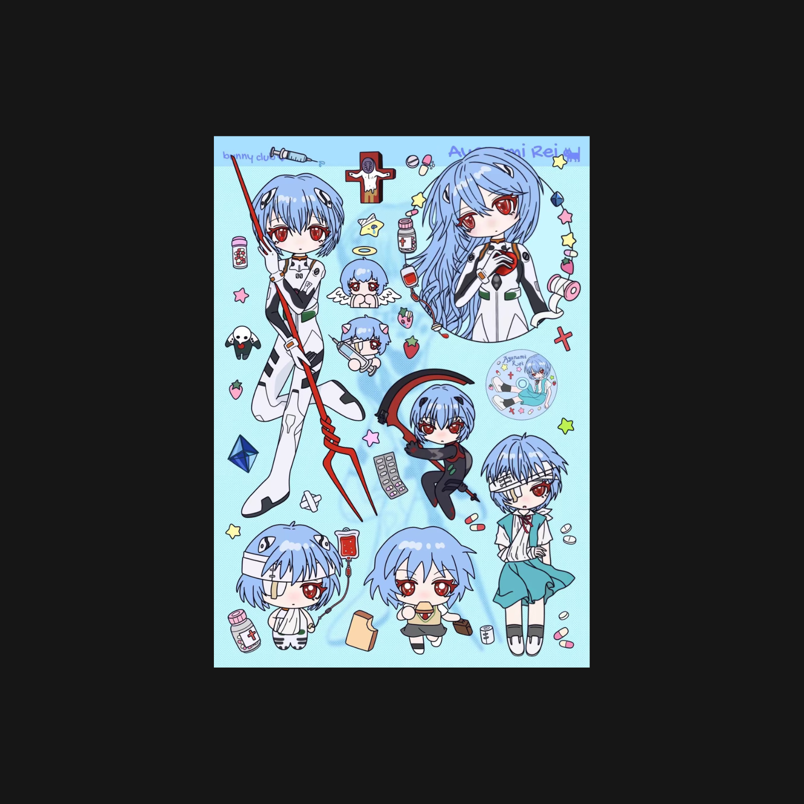 Bunny Club - Rei Fan Fiction Sticker Sheet