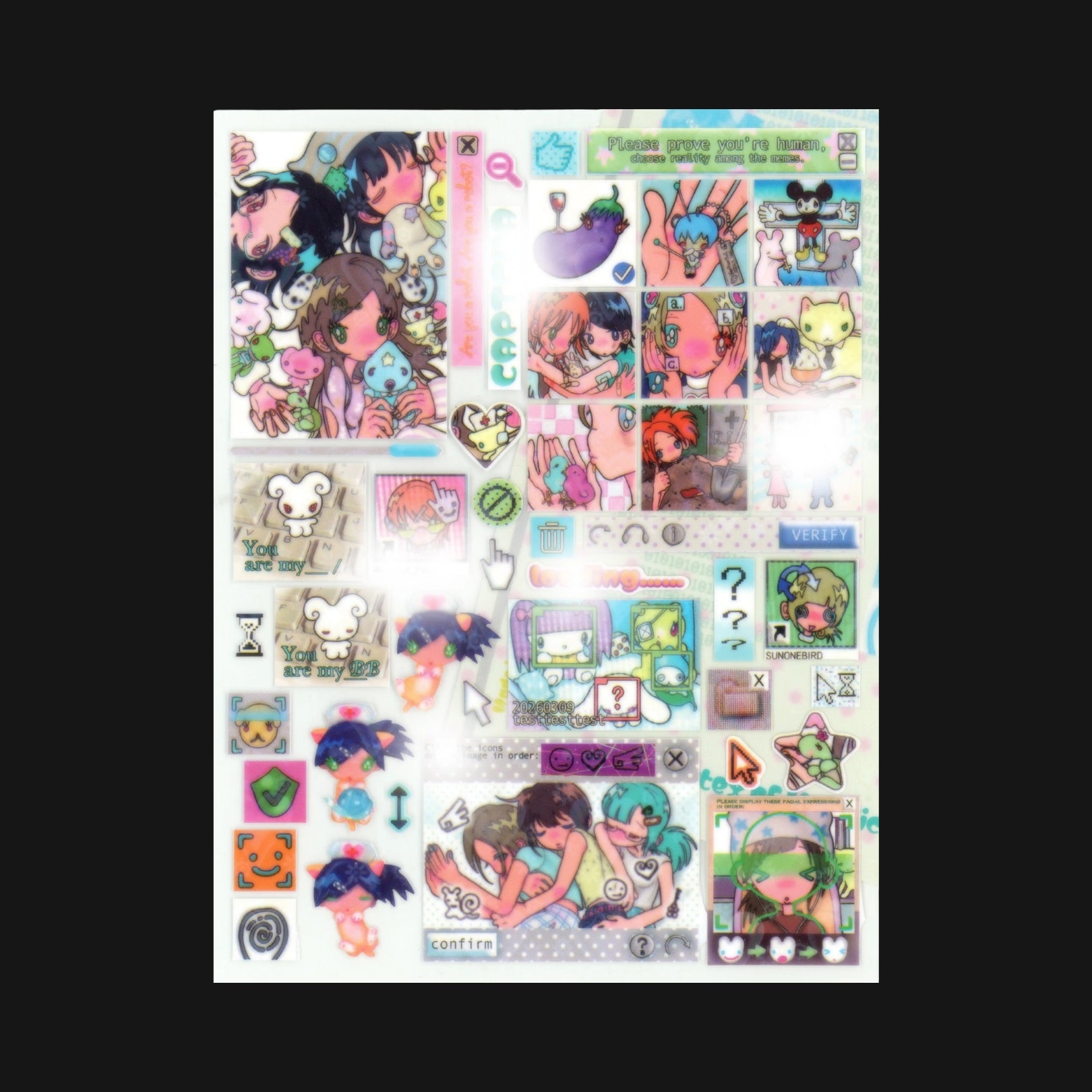 SUNONEBIRD - THE VORTEX OF VERIFICATION CODES STICKER SHEET