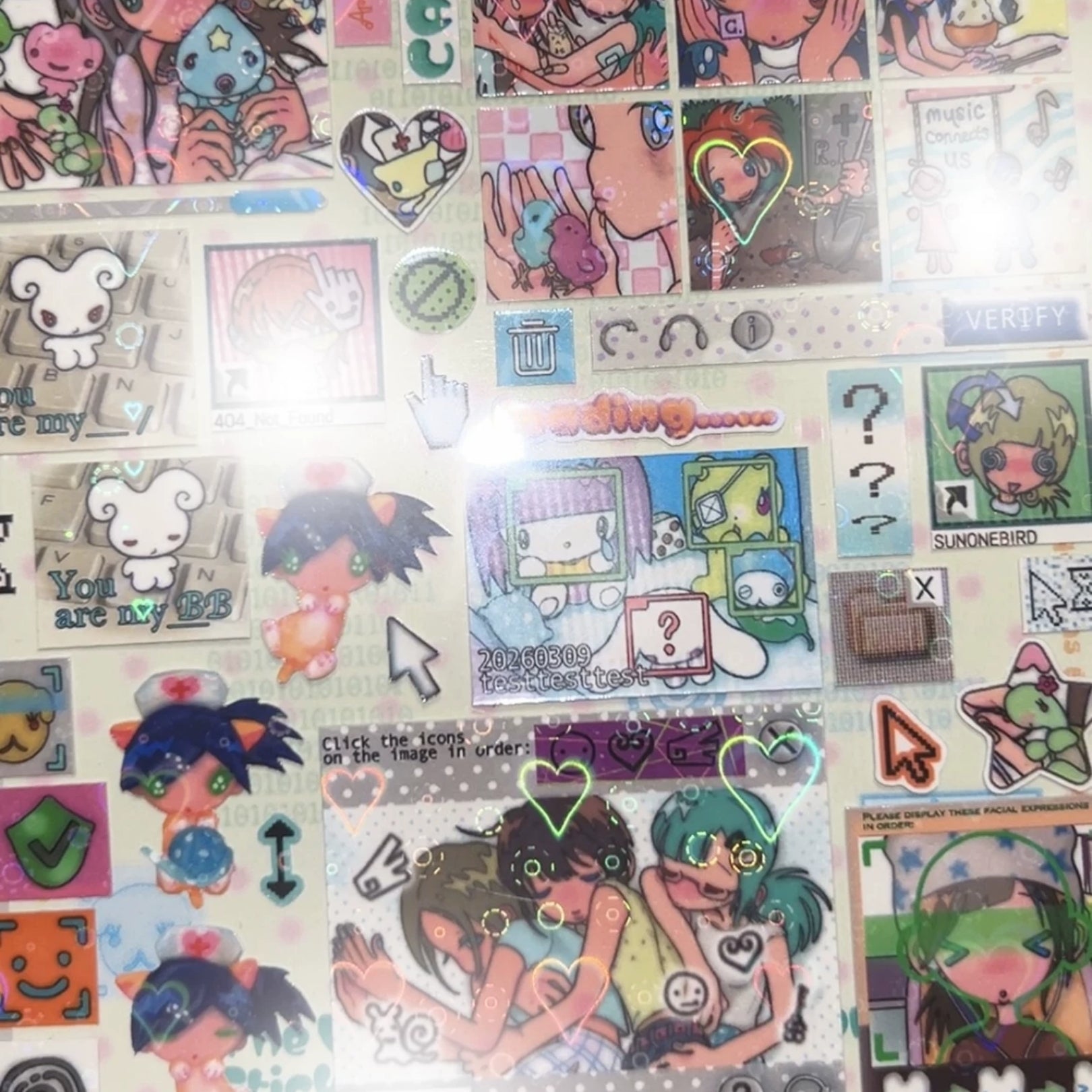 SUNONEBIRD - THE VORTEX OF VERIFICATION CODES STICKER SHEET