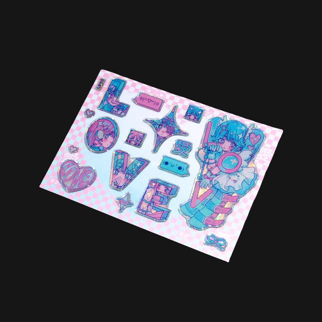 ANARRATOR - LOVE A6 Bling Epoxy Sticker Sheet