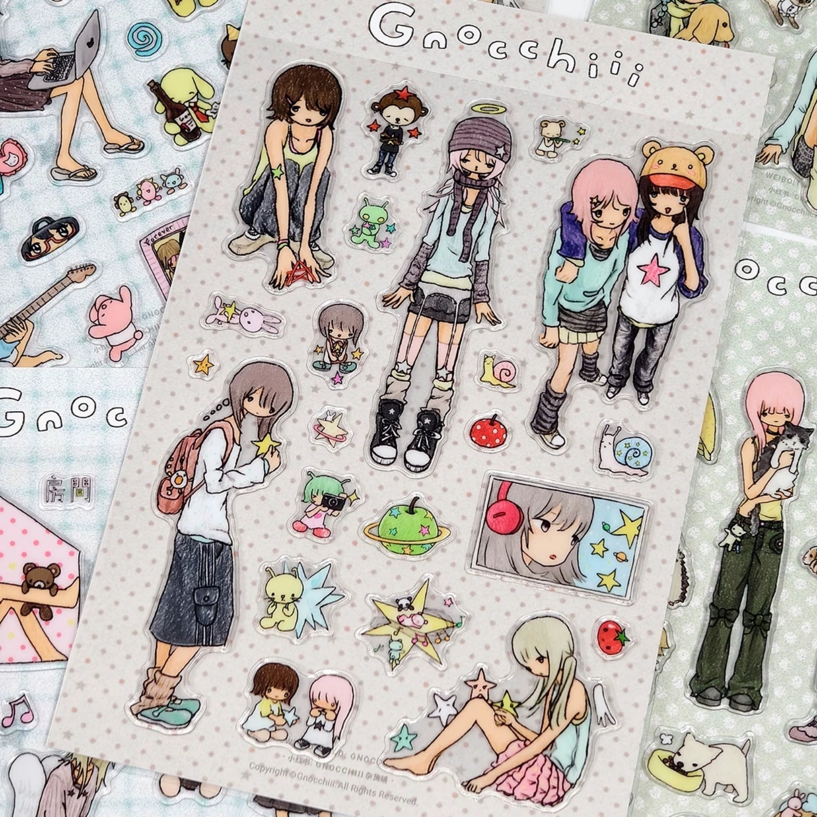 GNOCCHIII - STAR PUFFY STICKER SHEET