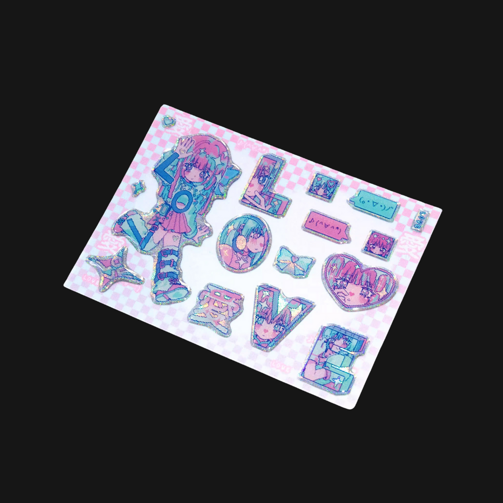 ANARRATOR - LOVE A6 Bling Epoxy Sticker Sheet