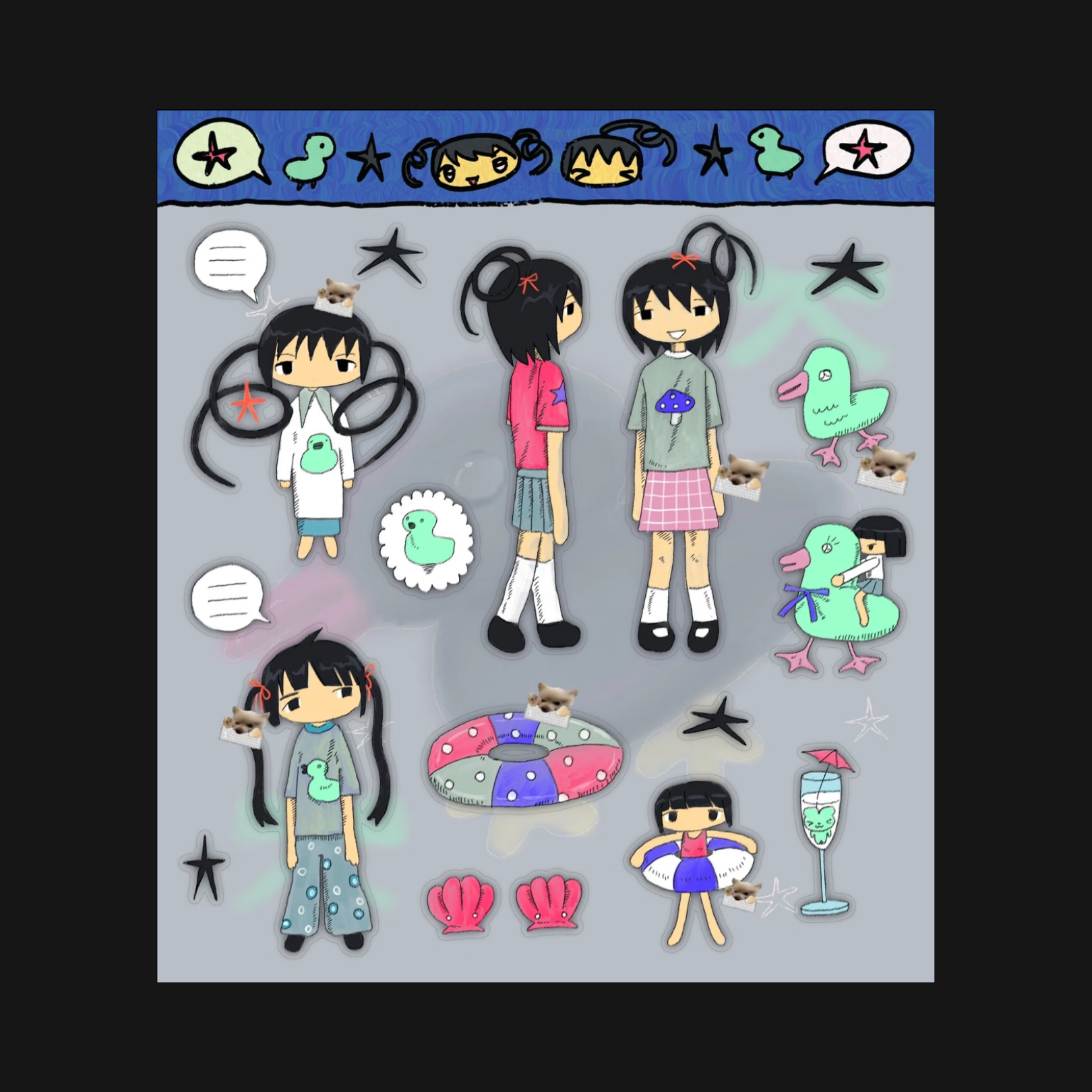 KAOLATREE - GREEN RUBBER DUCK STICKER SHEET