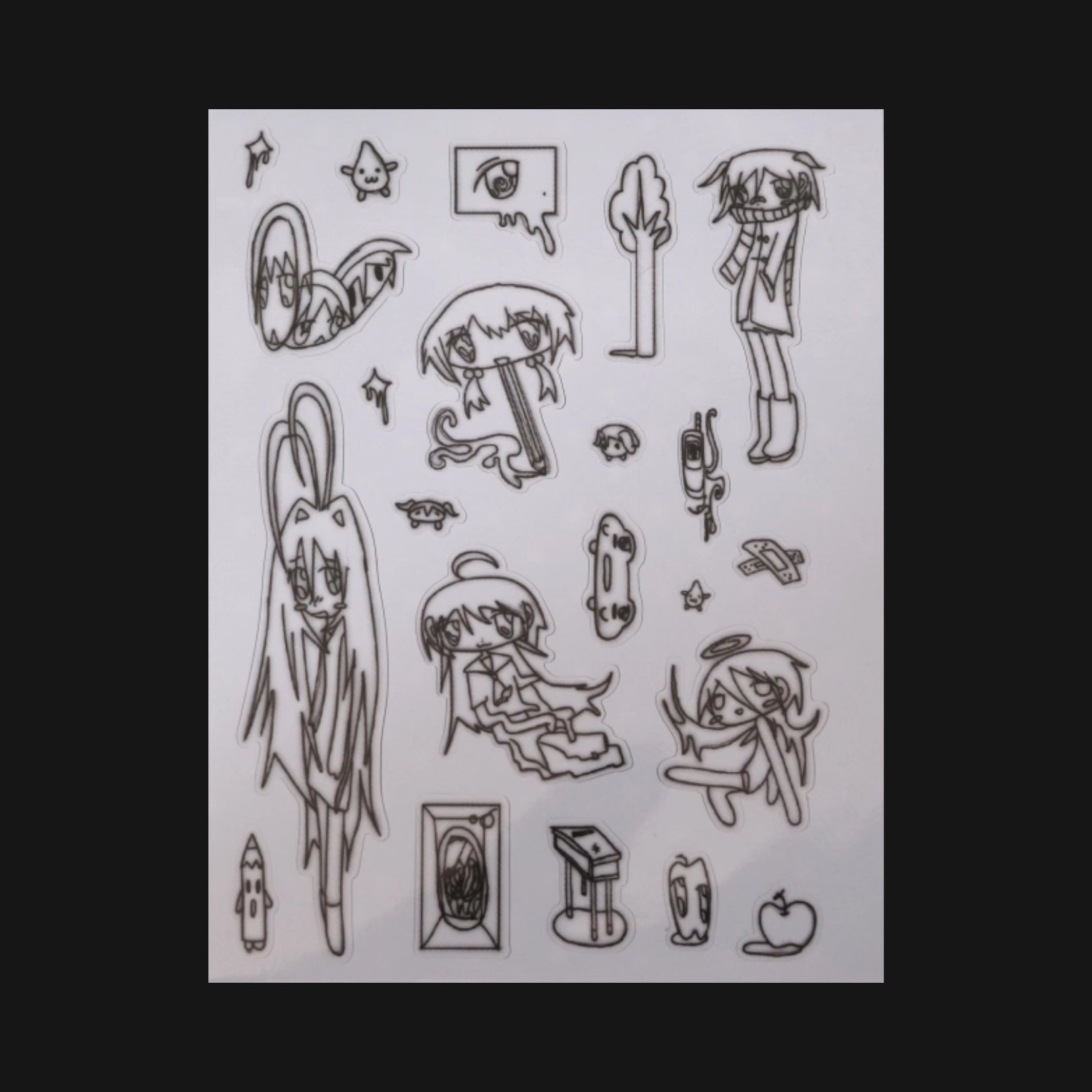 7.45 X ESCAPE EARLY - BLACK & WHITE LINES STICKER SHEET