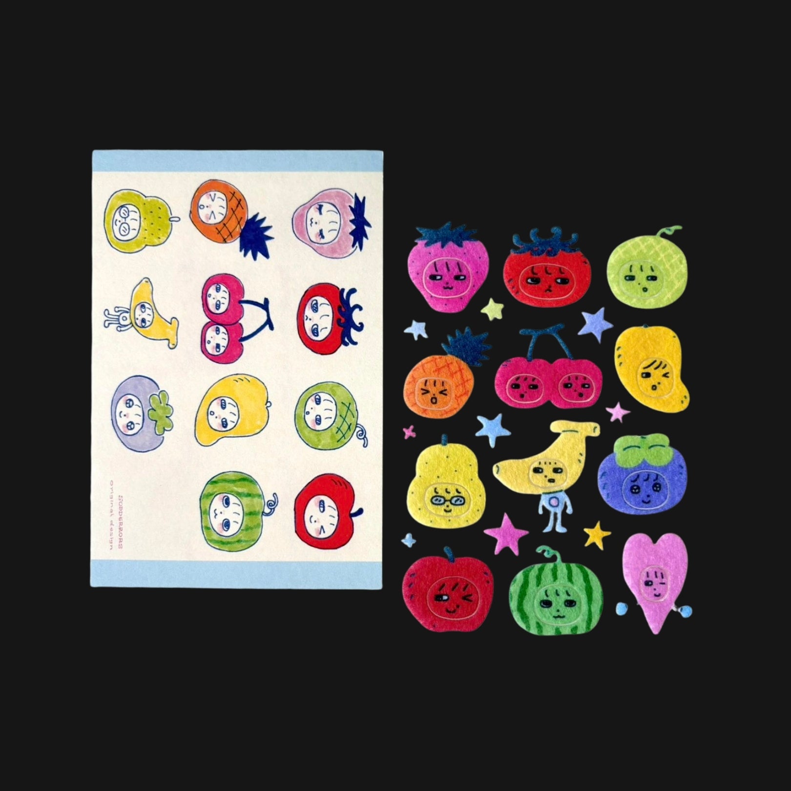 SODDERRORS - FRUIT HEAD FELT STICKER SHEET