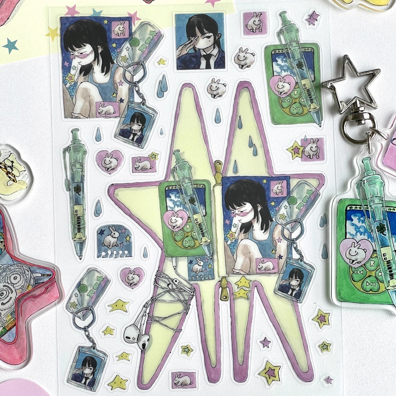 RUILIN ZHAO - Clover Bunny Angel STICKER SHEET
