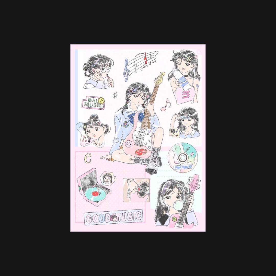 Xu yoyo x Accio - Music Girl Sticker Sheet