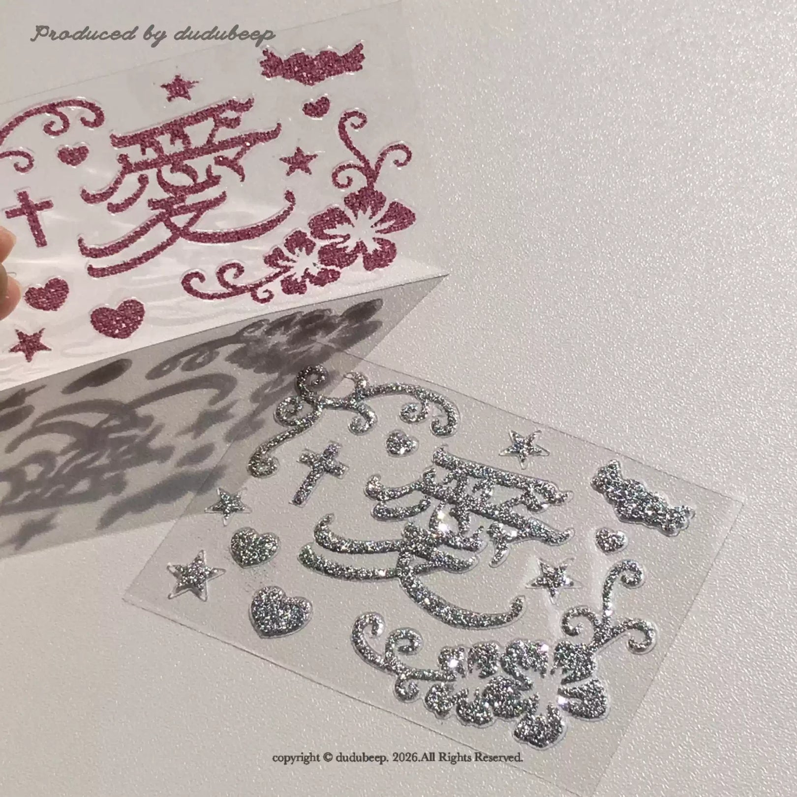 DUDUBEEP - RETRO HIBISCUS GLITTER STICKER SHEET SET