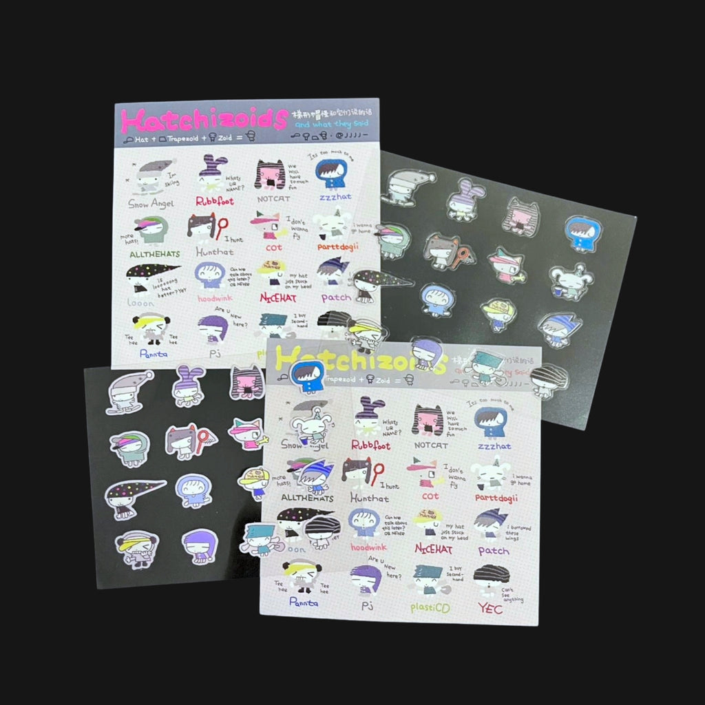 FLUFFY RATS - TALKING HAT MONSTER STICKER SHEET